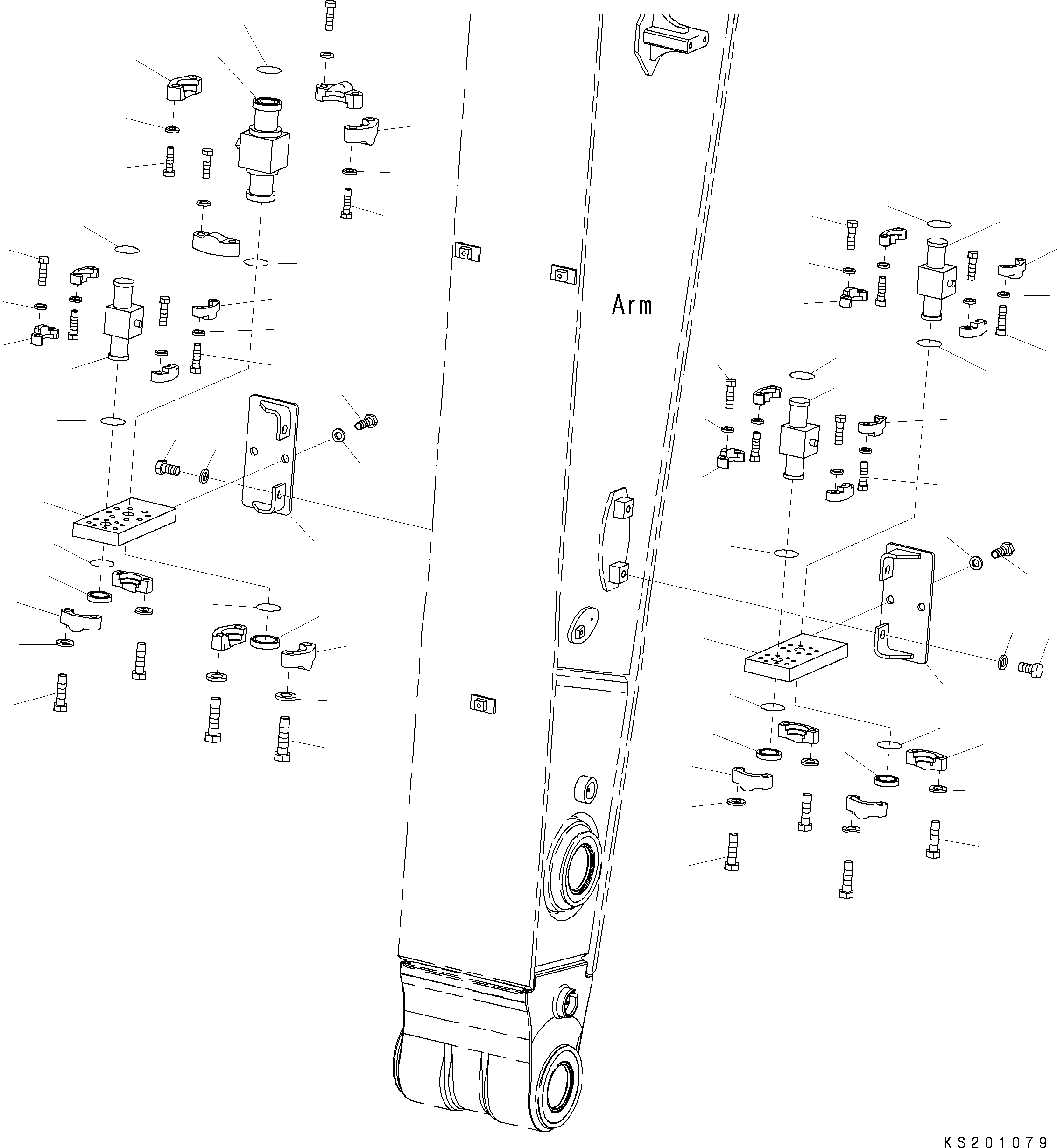 Komatsu parts book diagram for PC490LC-10 S/N K60001-UP: ARM, 4000MM, WITH 2-ADDITIONAL ACTUATOR PIPING, ACCUMULATOR, QUICK COUPLER, KUK, VALVE
