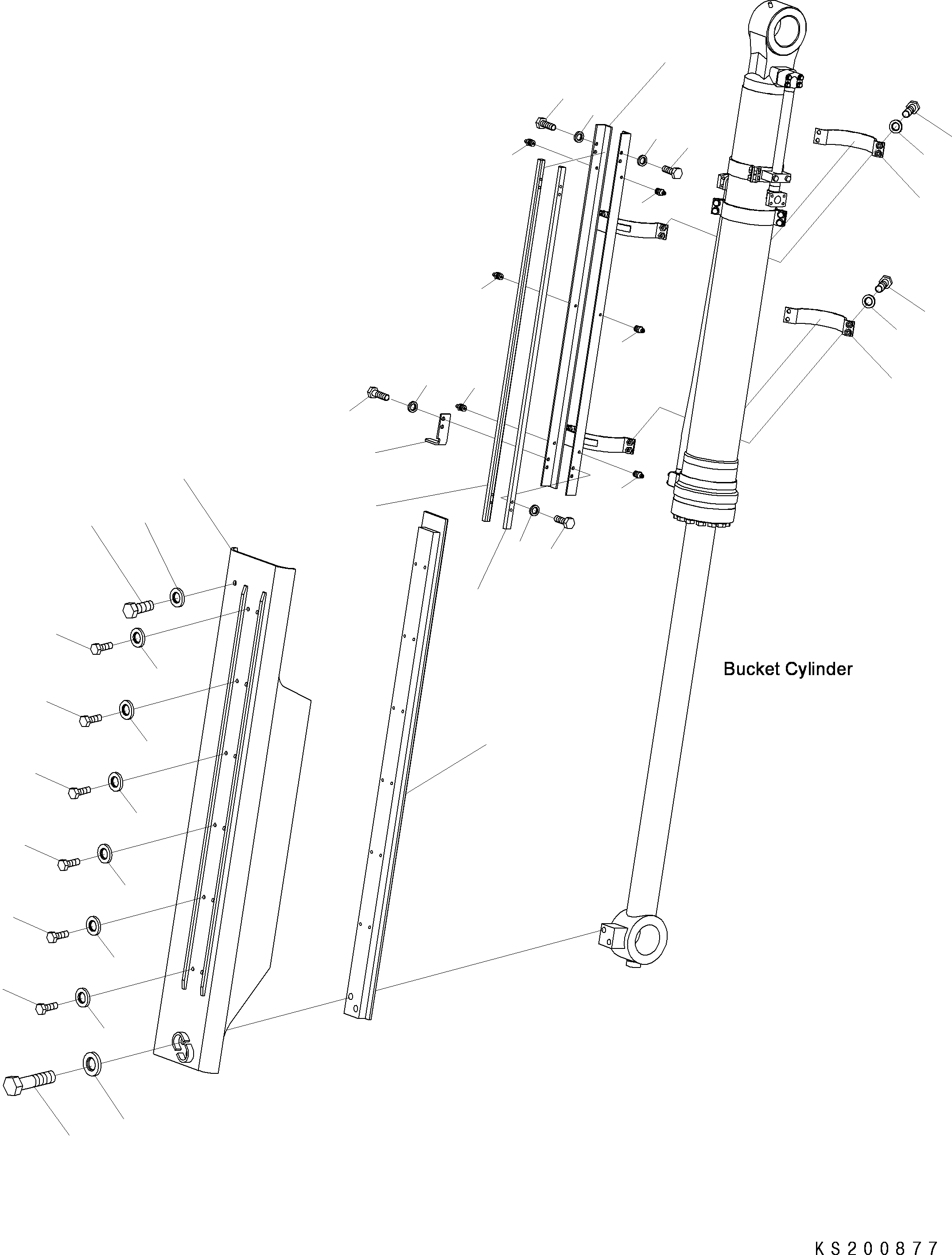 Komatsu parts book diagram for PC490LC-10 S/N K60001-UP: BUCKET CYLINDER GUARD, FOR 2900MM AND 3400MM ARM (FOR LC DEMO)