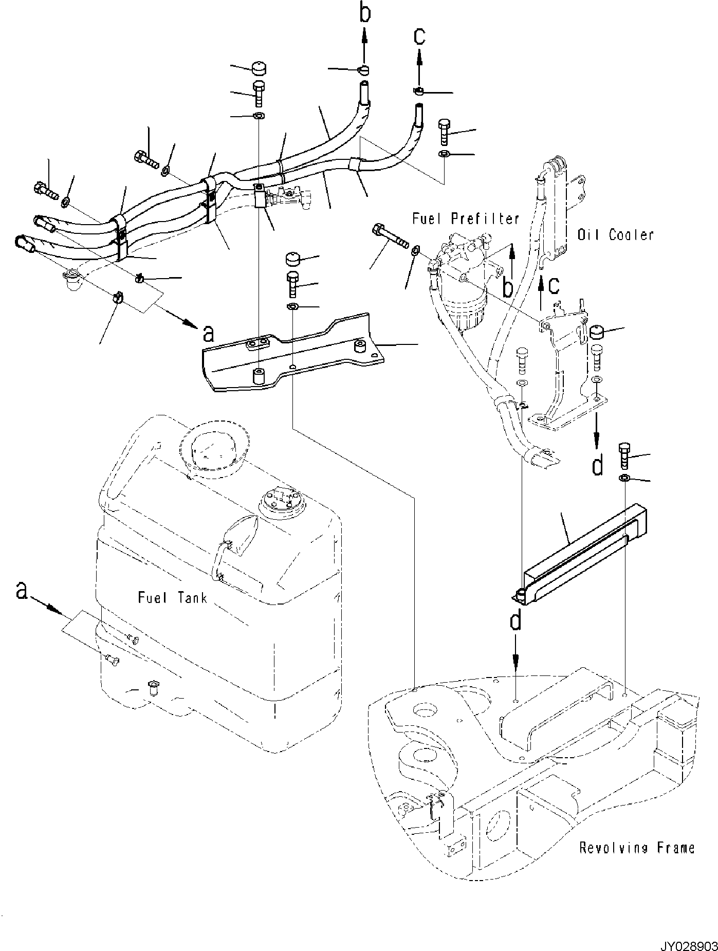 Excavators Komatsu / PC55MR-5E0 S/N F40001 AND UP(PC55MR5E) / FUEL TANK, FUEL PIPING (2/3)(D0100-002003 : D0100-002003)