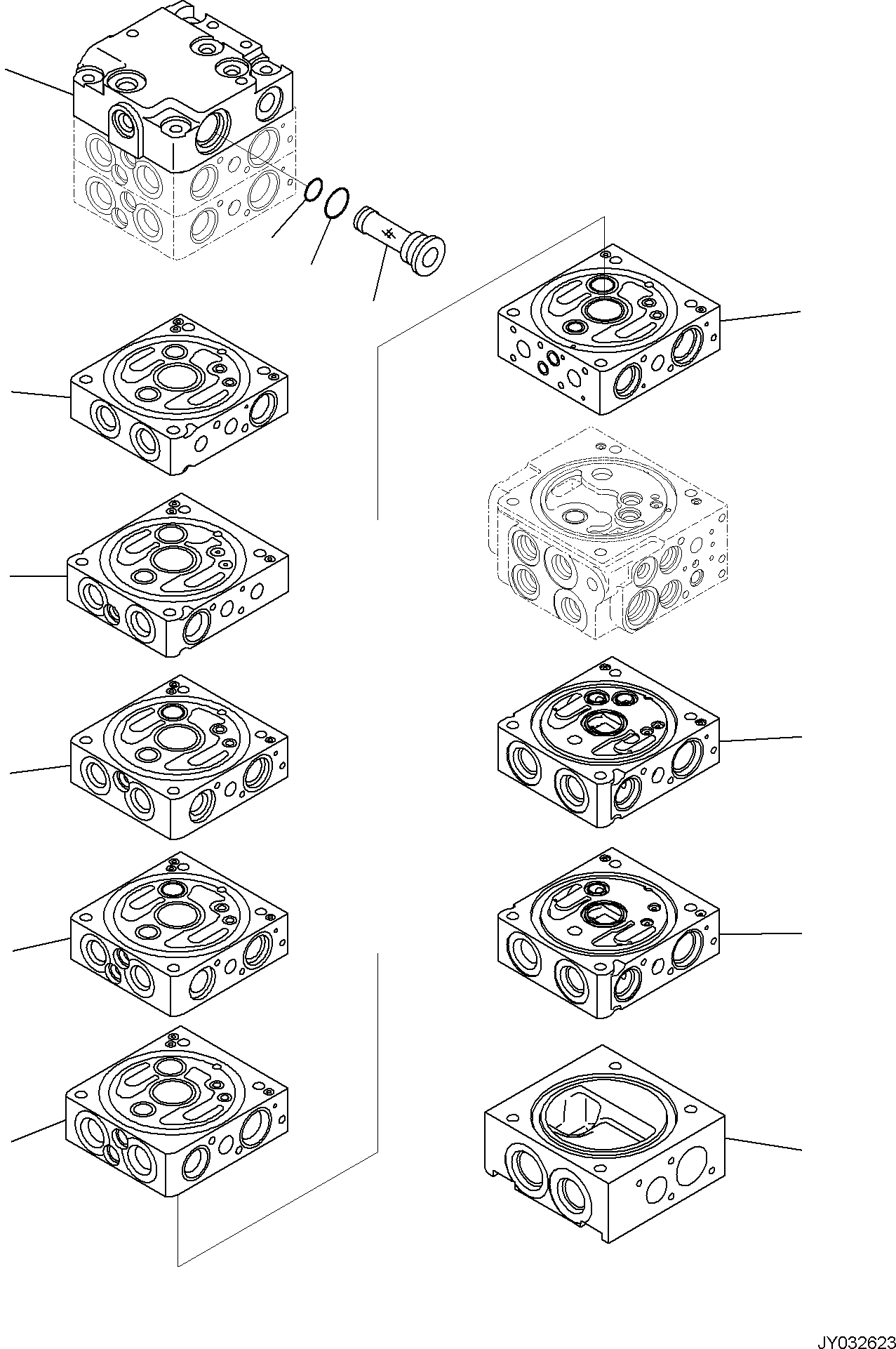 Excavators Komatsu / PC55MR-5E0 S/N F40001 AND UP(PC55MR5E) / CONTROL VALVE, 10-VALVE (1/26)(H0120-002001 : H0120-002001)