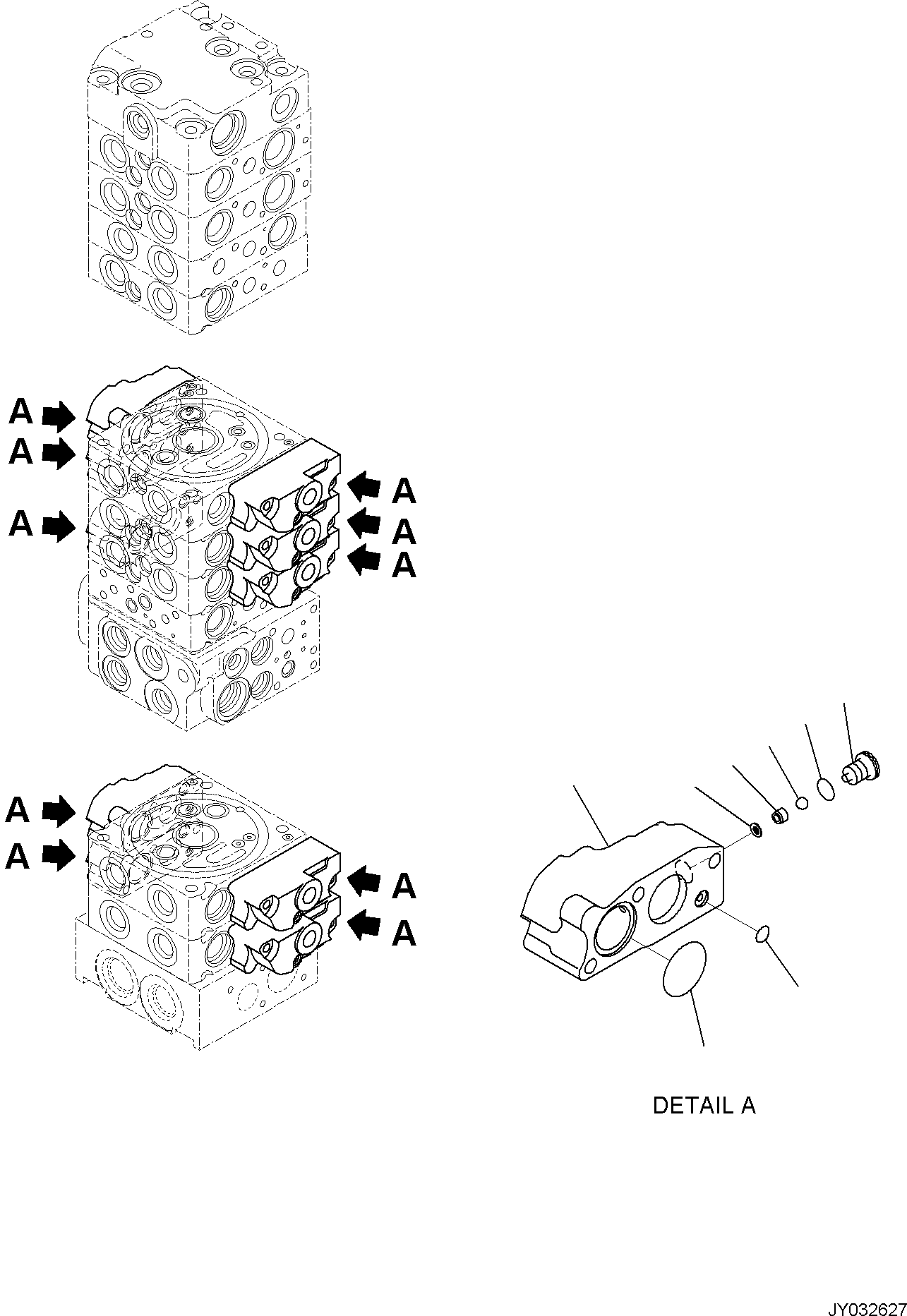 Excavators Komatsu / PC55MR-5E0 S/N F40001 AND UP(PC55MR5E) / CONTROL VALVE, 10-VALVE (5/26)(H0120-001005 : H0120-001005)