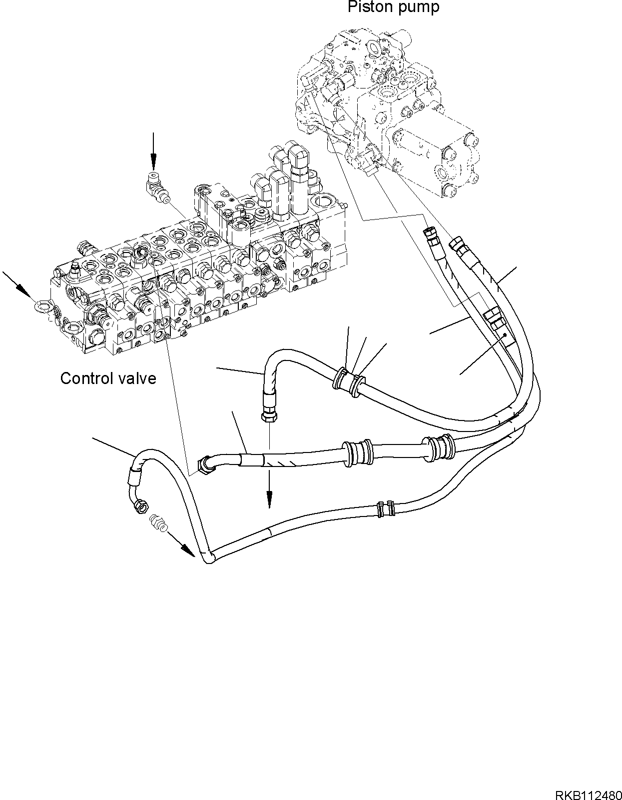 Excavators Komatsu / PC55MR-5E0 S/N F40001 AND UP(PC55MR5E) / CONTROL VALVE, DELIVERY PIPING(H0120-002039 : H0120-002039)