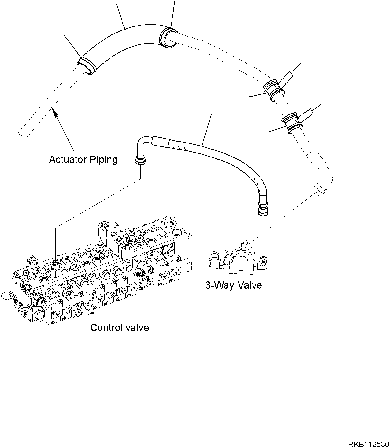 Excavators Komatsu / PC55MR-5E0 S/N F40001 AND UP(PC55MR5E) / CONTROL VALVE, ATTACHMENT PIPING, (2/2)(H0120-002045 : H0120-002045)