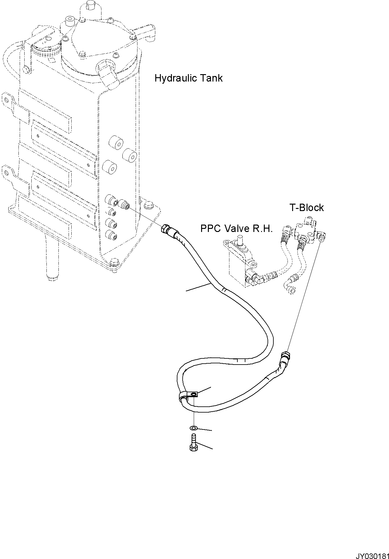 Excavators Komatsu / PC55MR-5E0 S/N F40001 AND UP(PC55MR5E) / CONTROL VALVE, RETURN PIPING(H0120-001046 : H0120-001046)