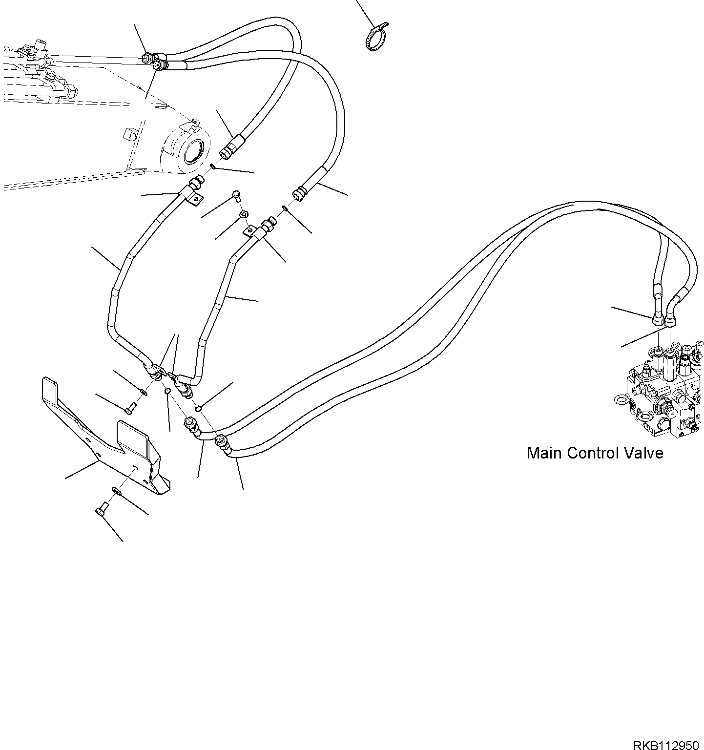 Excavators Komatsu / PC55MR-5E0 S/N F40001 AND UP(PC55MR5E) / ACTUATOR PIPING, 2-ADDITIONAL ACTUATOR PIPING(H1100-005003 : H1100-005003)