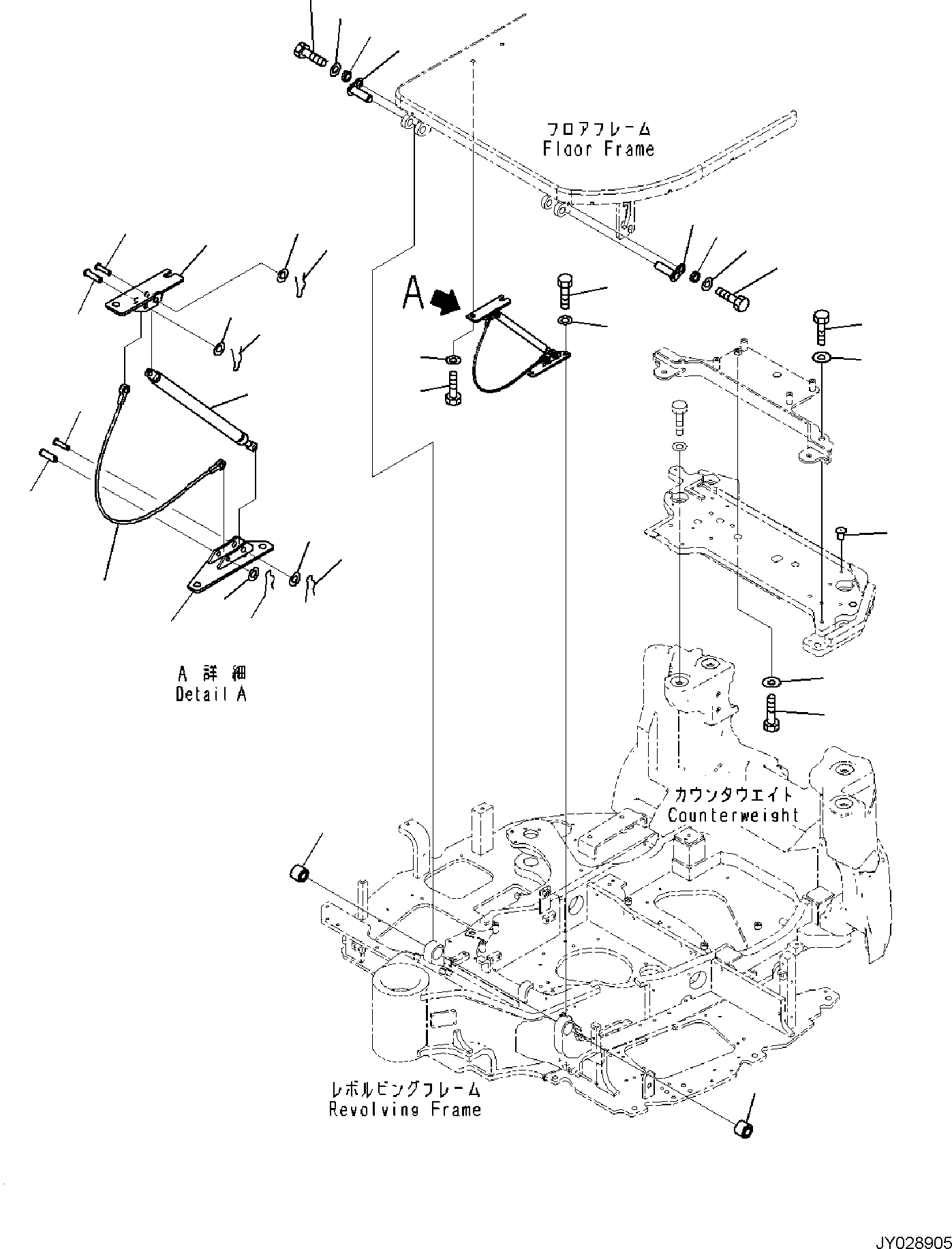 Excavators Komatsu / PC55MR-5E0 S/N F40001 AND UP(PC55MR5E) / FLOOR MOUNTING, GAS SPRINGS RELATED PARTS(K1120-002001 : K1120-002001)