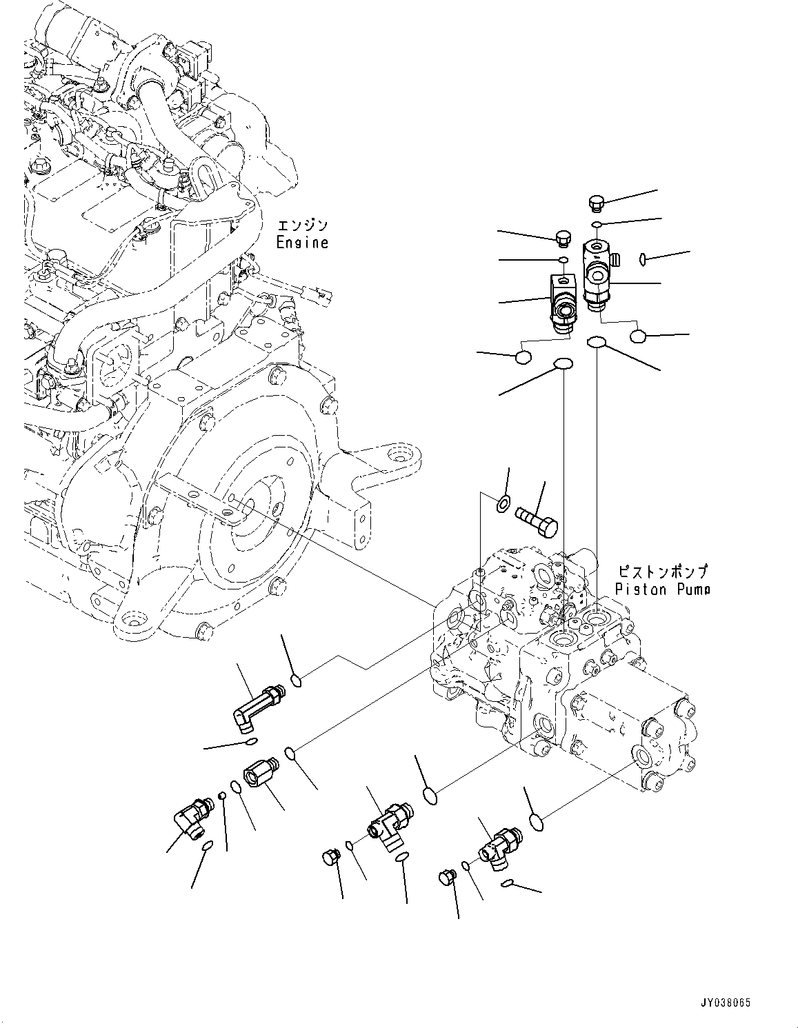 Komatsu parts book diagram for PC55MR-5E0 S/N 9101 AND UP: ENGINE RELATED PARTS, PISTON PUMP RELATED PARTS