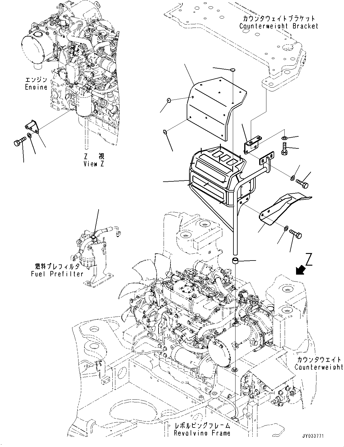 Komatsu parts book diagram for PC55MR-5E0 S/N 9101 AND UP: ENGINE RELATED PARTS, KOMATSU DIESEL PARTICULATE FILTER (KDPF) COVER