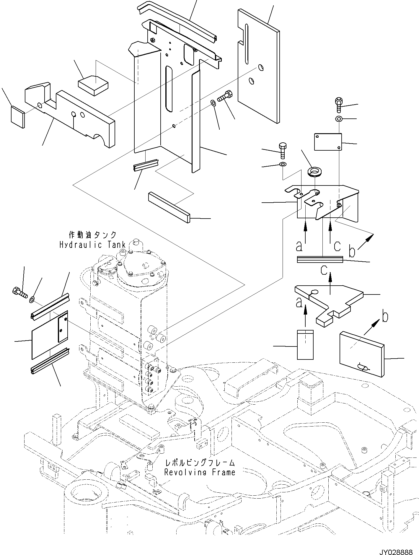 Komatsu parts book diagram for PC55MR-5E0 S/N 9101 AND UP: COOLING SYSTEM, COVER
