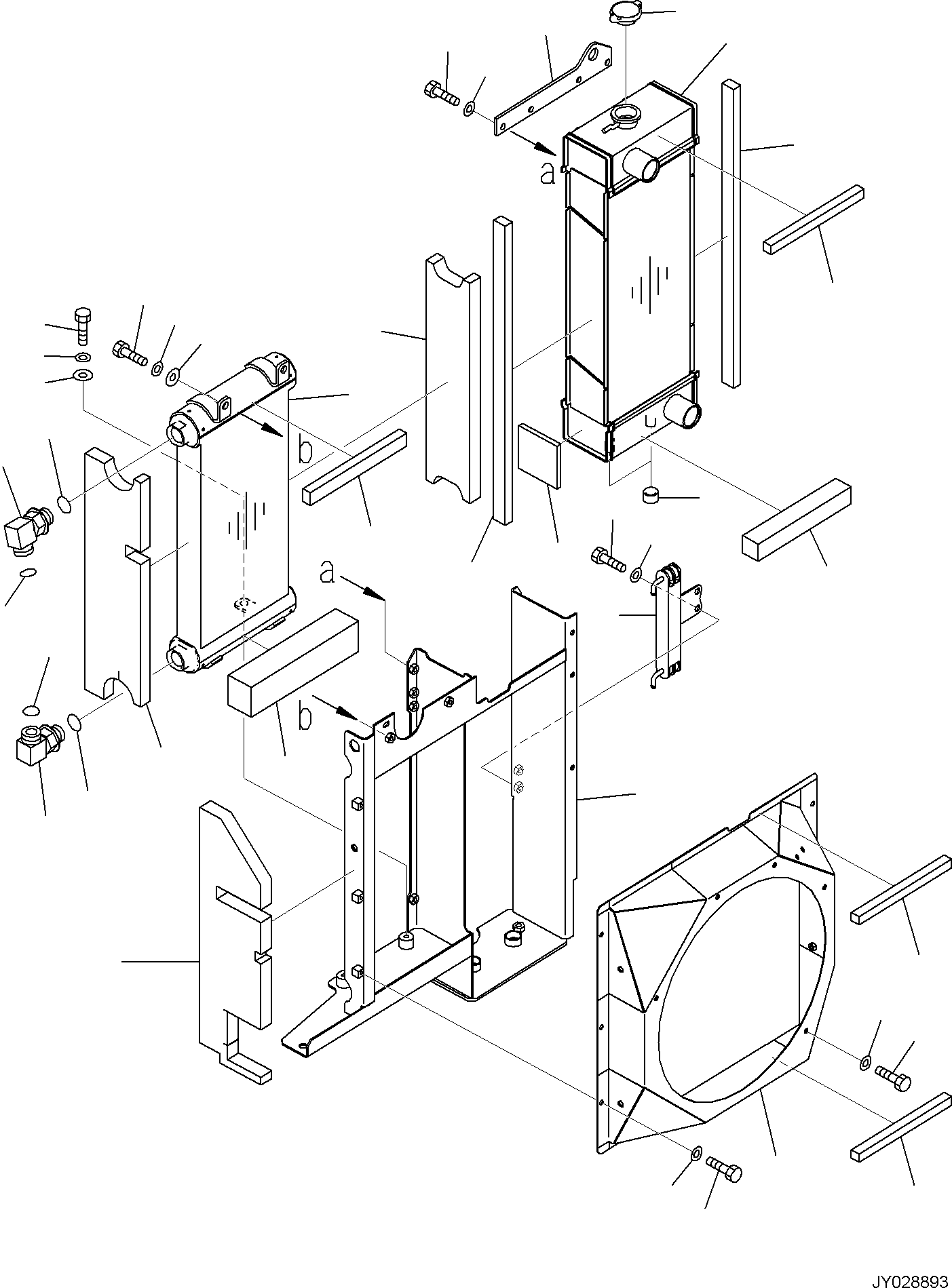 Komatsu parts book diagram for PC55MR-5E0 S/N 9101 AND UP: COOLING SYSTEM, RADIATOR AND OIL COOLER