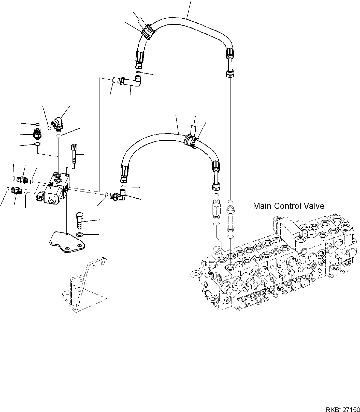 Excavators Komatsu / PC58MR-5E0 S/N F60001 AND UP(PC58MR5E) / QUICK HITCH VALVE, PIPING (2/2)(H0129-002002 : H0129-002002)