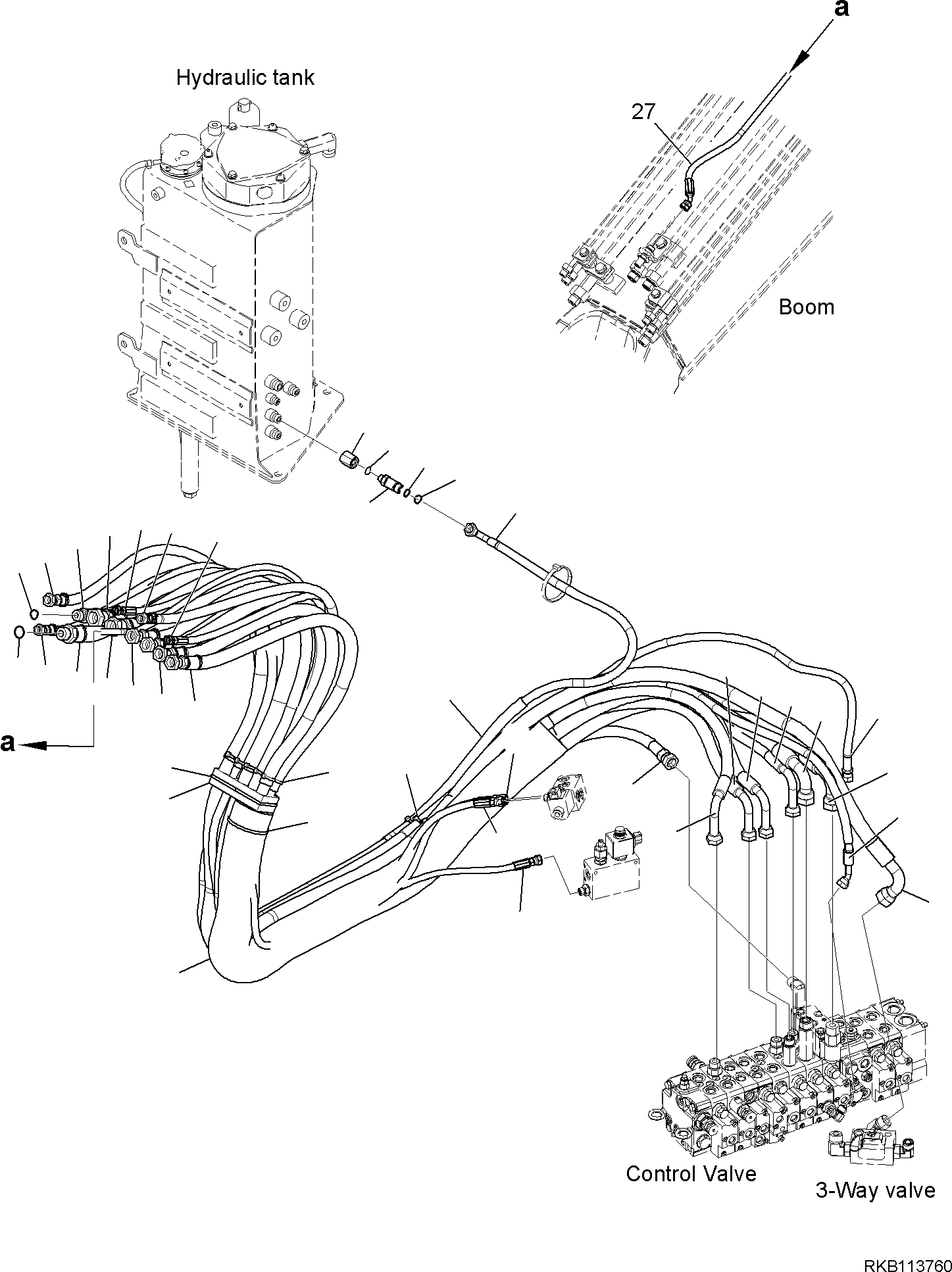 Excavators Komatsu / PC58MR-5E0 S/N F60001 AND UP(PC58MR5E) / ACTUATOR PIPING, BOOM, ARM, BUCKET, ATTACHMENT PIPING(H1100-006002 : H1100-006002)