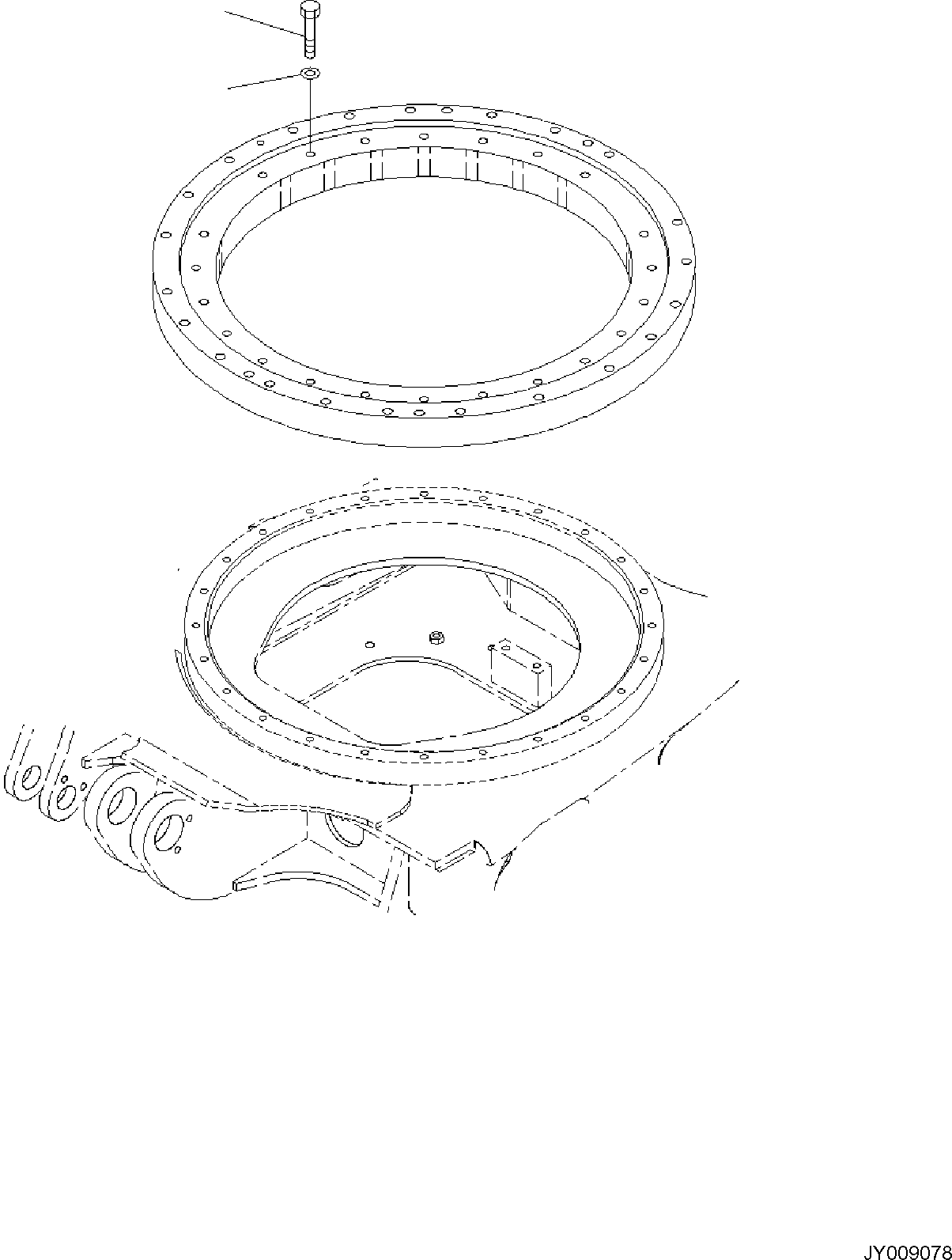 Excavators Komatsu / PC58MR-5E0 S/N F60001 AND UP(PC58MR5E) / TRACK FRAME, SWING CIRCLE MOUNTING(R1100-002016 : R1100-002016)