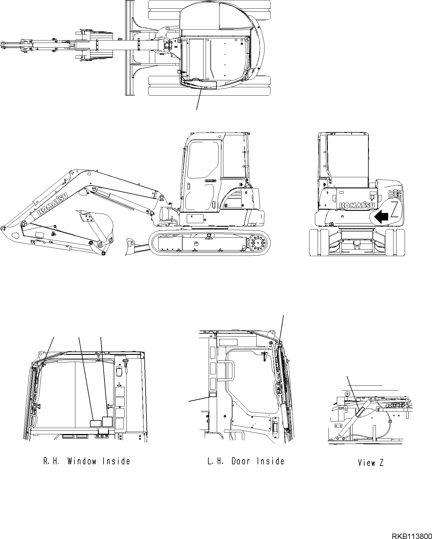Excavators Komatsu / PC58MR-5E0 S/N F60001 AND UP(PC58MR5E) / LEVER SHIFT PATTERN AND ANTI-SLIP SHEET(U0300-004001 : U0300-004001)