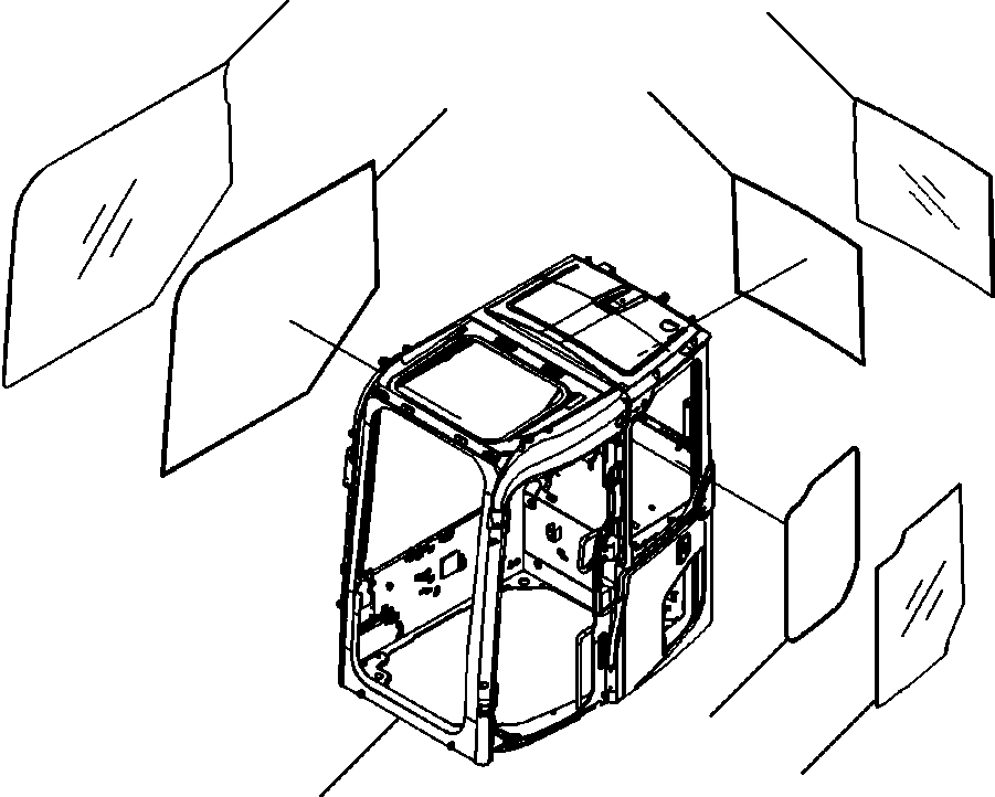 Excavators Komatsu / PC88MR-8 S/N A90001-UP(PC88MR8) / K0210-001001 OPERATOR CAB SIDE AND REAR WINDOWS(K-013 : K0210-001001)