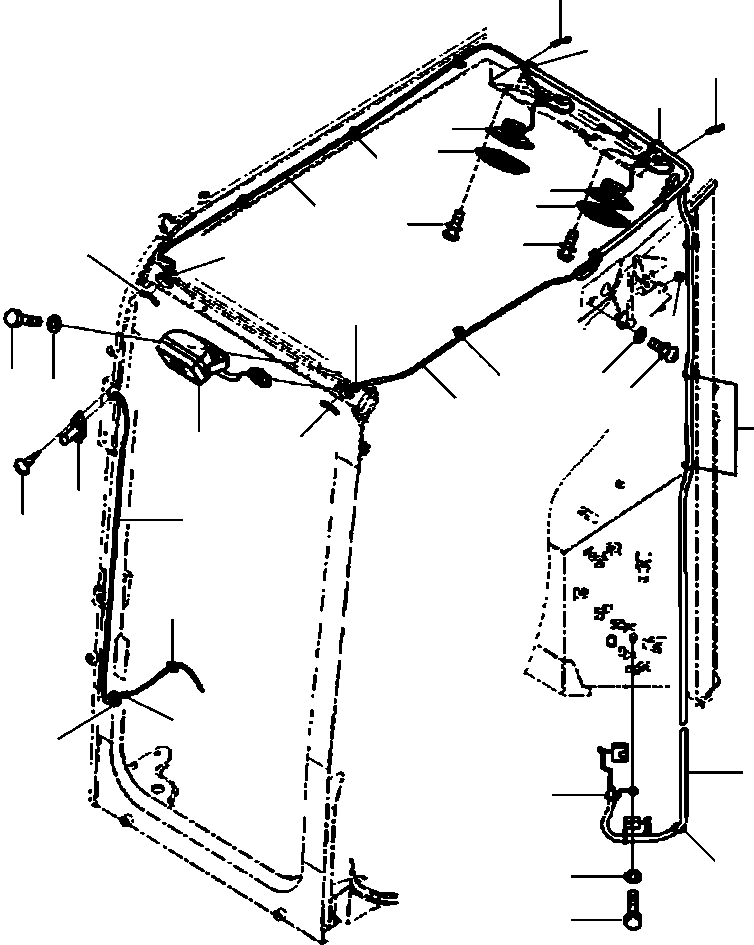 Excavators Komatsu / PC88MR-8 S/N A90001-UP(PC88MR8) / K0210-001010 OPERATOR CAB RADIO HARNESS, WINDOW WASHER HOSE, WITH WORK LAMP(K-037 : K0210-001010)