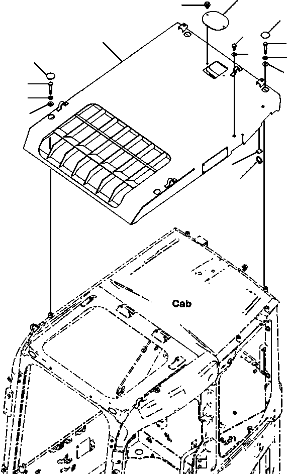 Excavators Komatsu / PC88MR-8 S/N A90001-UP(PC88MR8) / K0220-001001 OPERATOR CAB HEAD GUARD(K-053 : K0220-001001)
