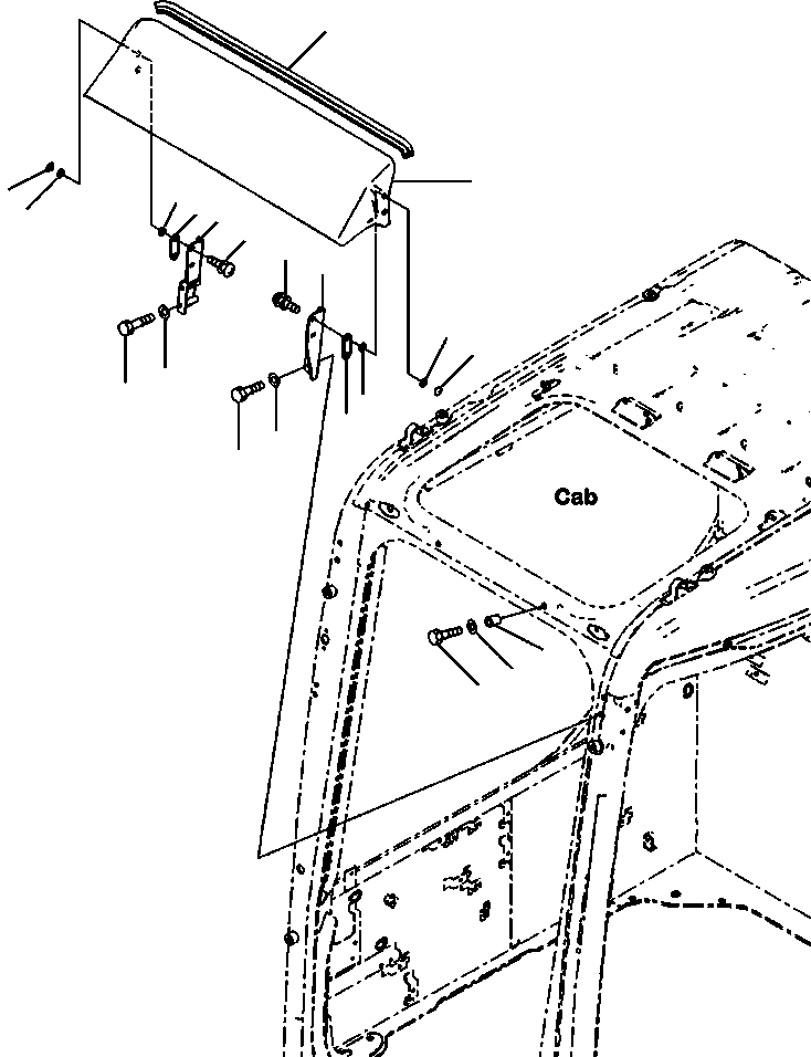 Excavators Komatsu / PC88MR-8 S/N A90001-UP(PC88MR8) / K0320-001001 RAIN VISOR(K-059 : K0320-001001)