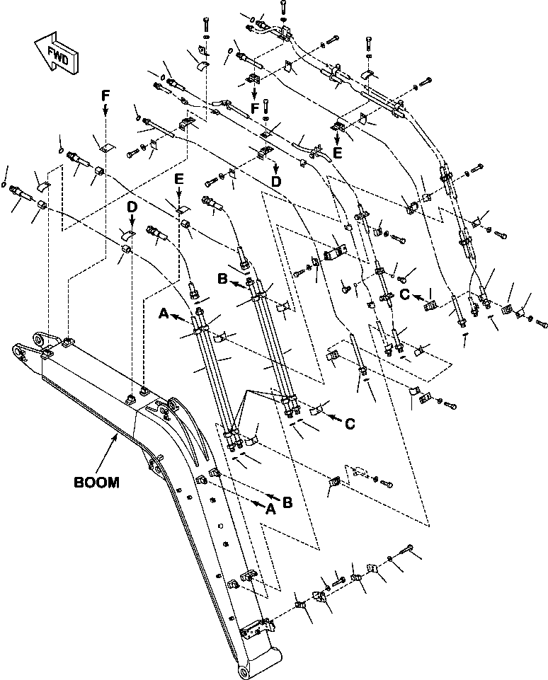 Excavators Komatsu / PC88MR-8 S/N A90001-UP(PC88MR8) / T1110-002004G HYDRAULIC PIPING BOOM LINES - STANDARD MACHINE(T-023 : T1110-002004G)