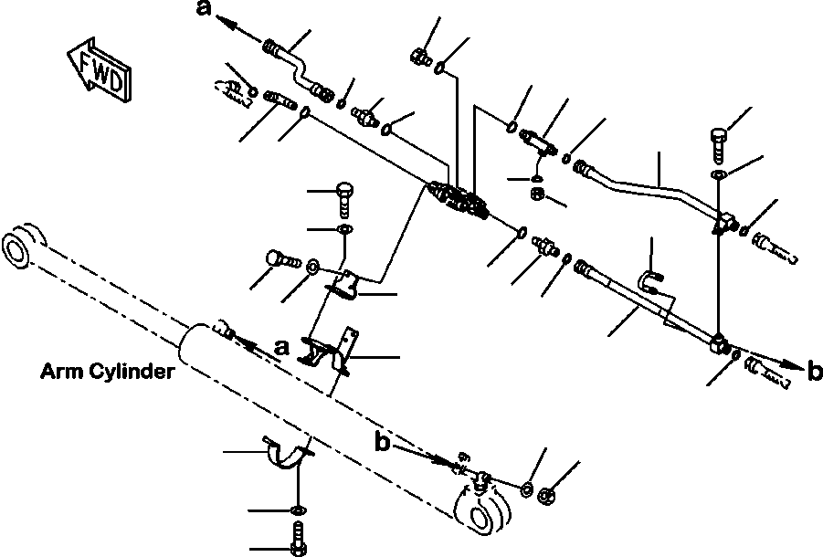 Excavators Komatsu / PC88MR-8 S/N A90001-UP(PC88MR8) / T1140-002003 HYDRAULIC PIPING ARM CYLINDER LINES WITH HOLDING VALVE (1/2)(T-053 : T1140-002003)