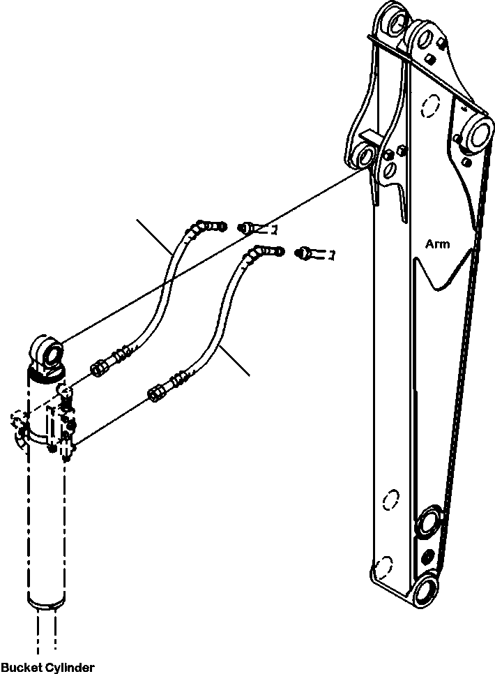 Excavators Komatsu / PC88MR-8 S/N A90001-UP(PC88MR8) / T1210-003001 HYDRAULIC PIPING BUCKET CYLINDER TO ARM (1650 MM) LINE(T-069 : T1210-003001)