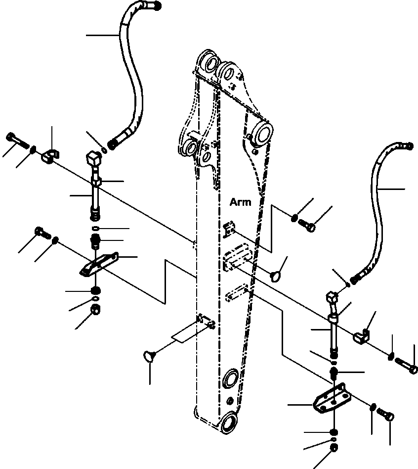 Excavators Komatsu / PC88MR-8 S/N A90001-UP(PC88MR8) / T1210-004001 HYDRAULIC PIPING ARM (1650 MM) LINE WITH 1 ADDITIONAL ACTUATOR(T-073 : T1210-004001)