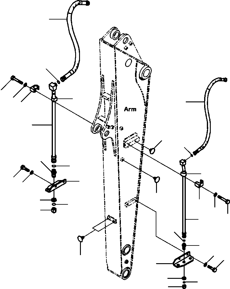 Excavators Komatsu / PC88MR-8 S/N A90001-UP(PC88MR8) / T1210-004002 HYDRAULIC PIPING ARM (2100 MM) LINE WITH 1 ADDITIONAL ACTUATOR(T-075 : T1210-004002)
