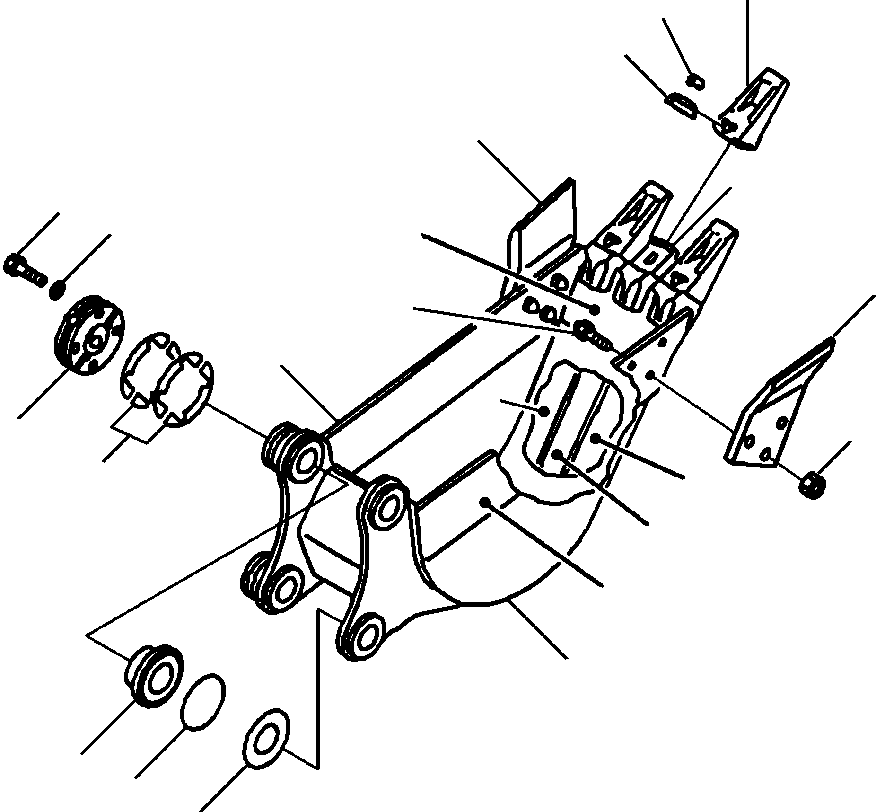 Excavators Komatsu / PC88MR-8 S/N A90001-UP(PC88MR8) / T1510-008001 BACKHOE BUCKET 0.08 CUBIC METER, 450 MM WIDE, VERTICAL PIN TYPE(T-095 : T1510-008001)
