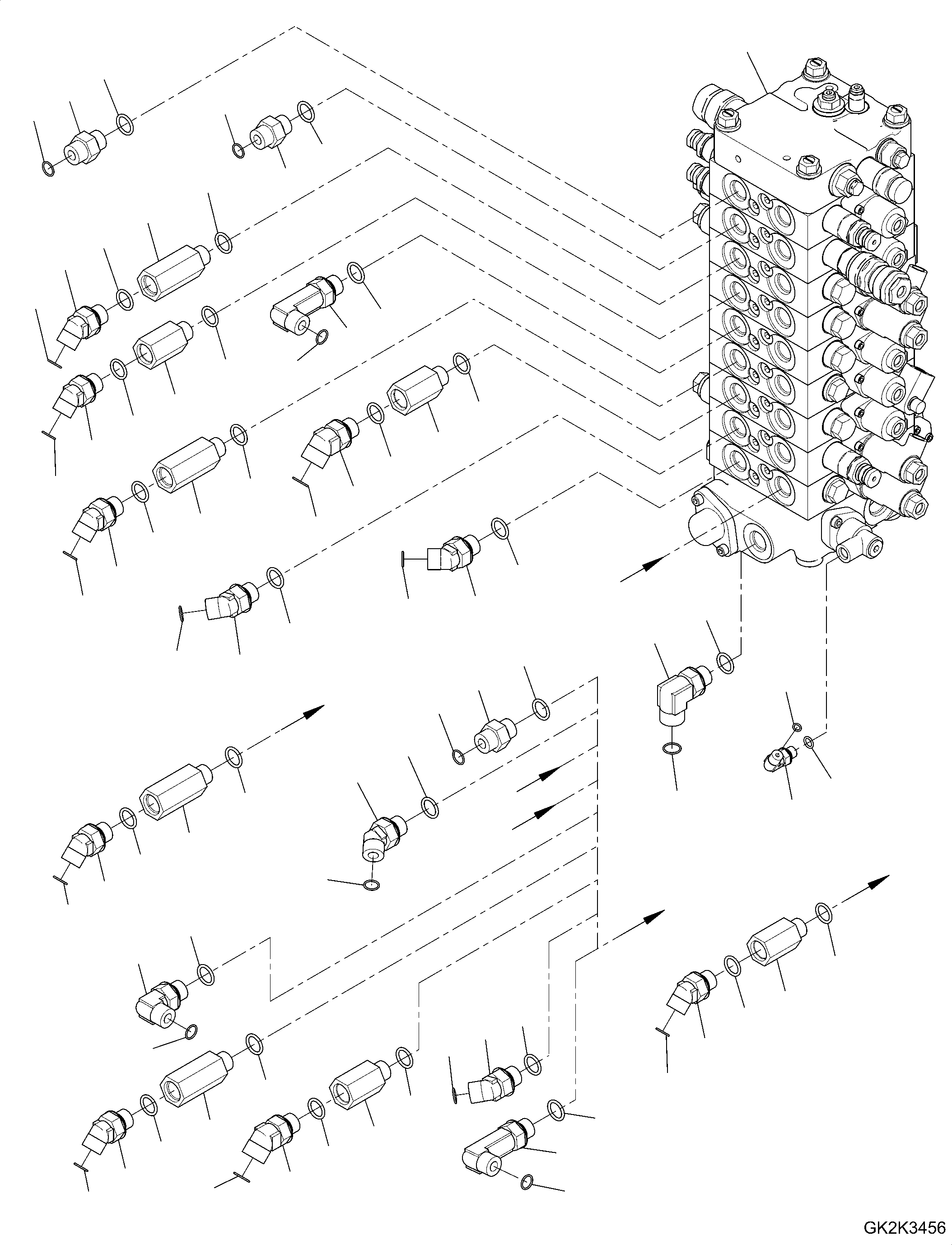 Excavators Komatsu / PW148-11 S/N H55051-UP(PW00006H) / Main Valve, Two-Piece Boom, 2-Attachment Piping, Connecting Parts (1/4)(H005002 : H0120-004002)