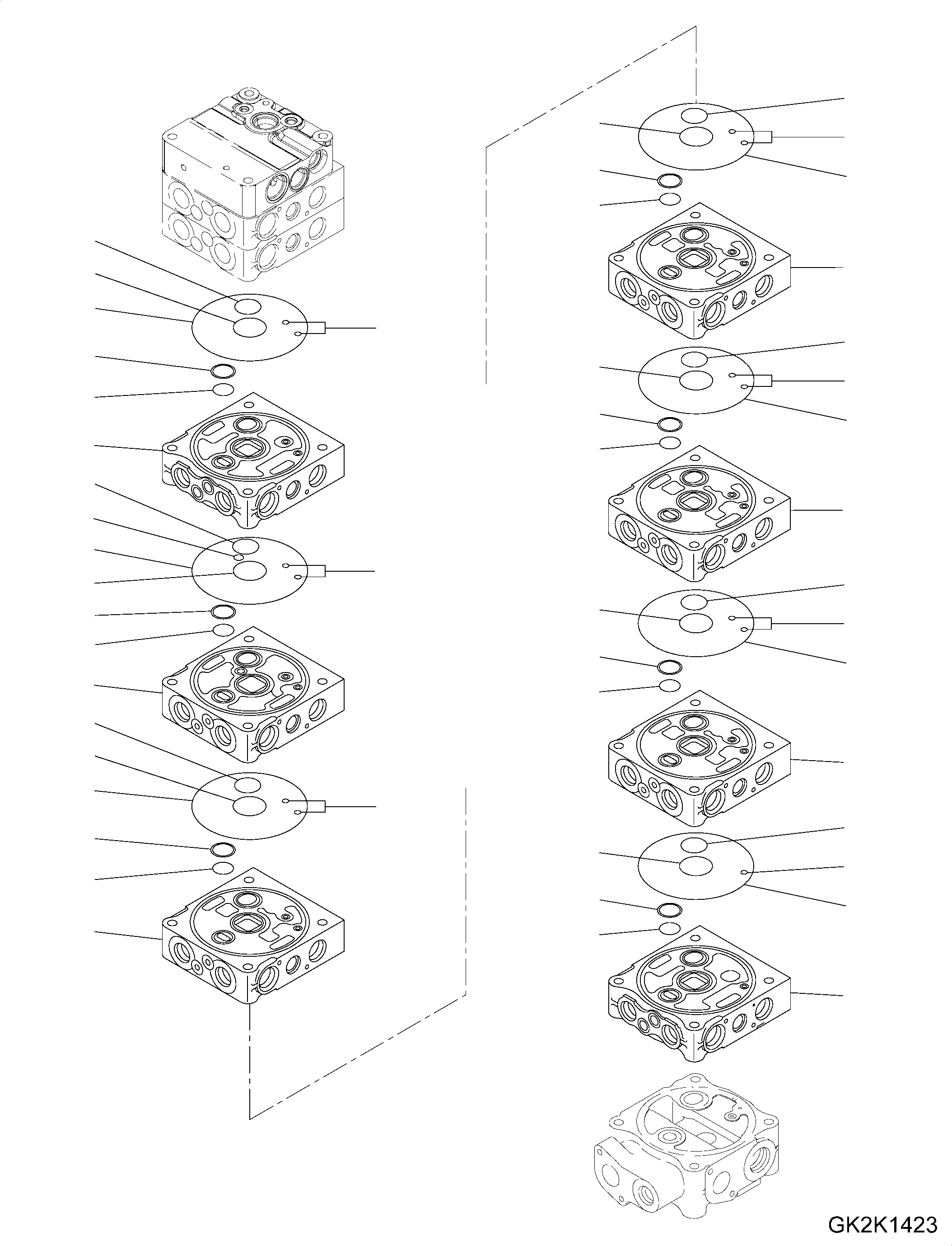 Excavators Komatsu / PW148-11 S/N H55051-UP(PW00006H) / Main Control Valve, 9-Spool, for Two-Piece Boom, Tool Control, Inner Parts (1/9)(H010001 : H0120-009001)