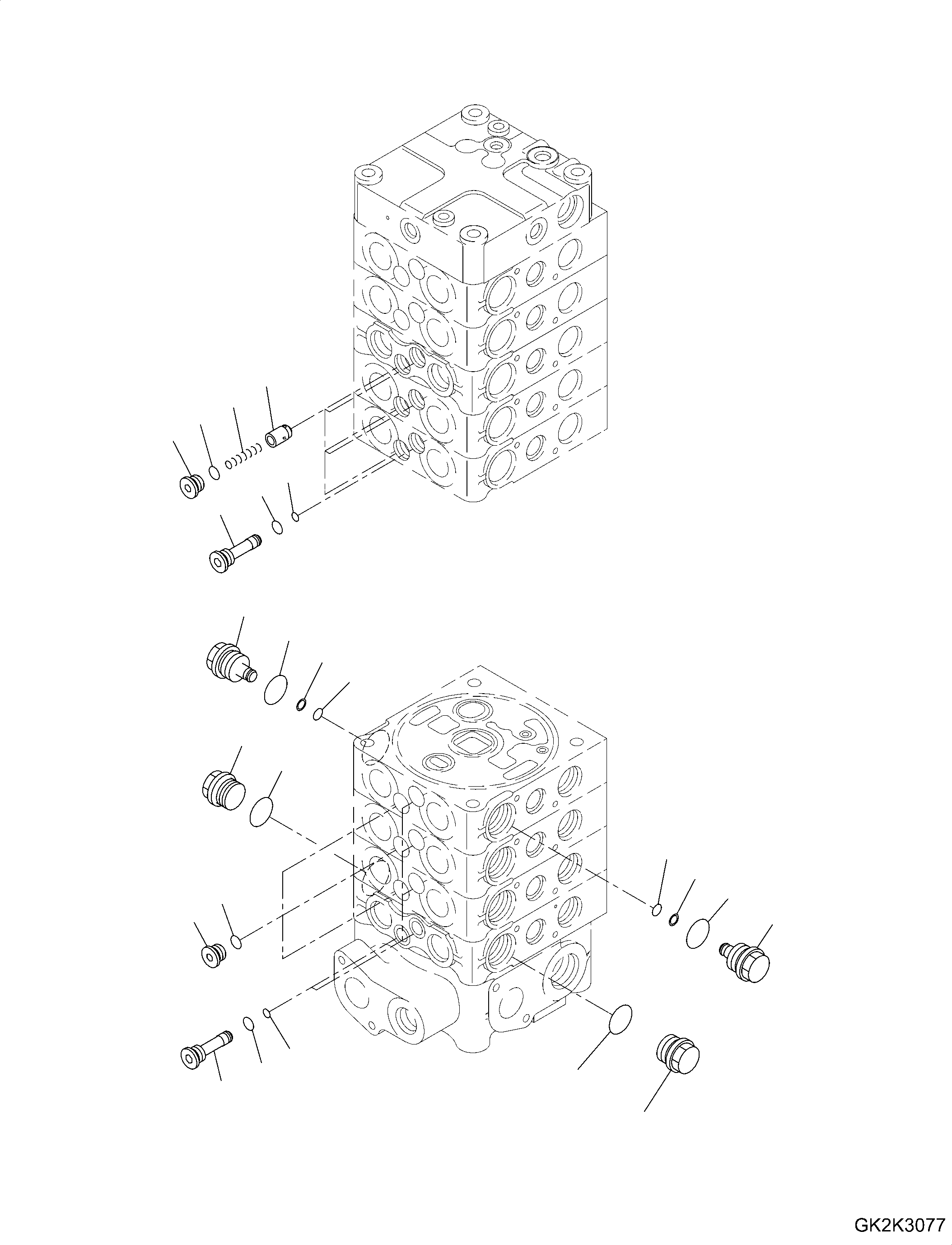 Excavators Komatsu / PW148-11 S/N H55051-UP(PW00006H) / Main Control Valve, 9-Spool, for Two-Piece Boom, Tool Control, Inner Parts (4/9)(H010005 : H0120-009004)