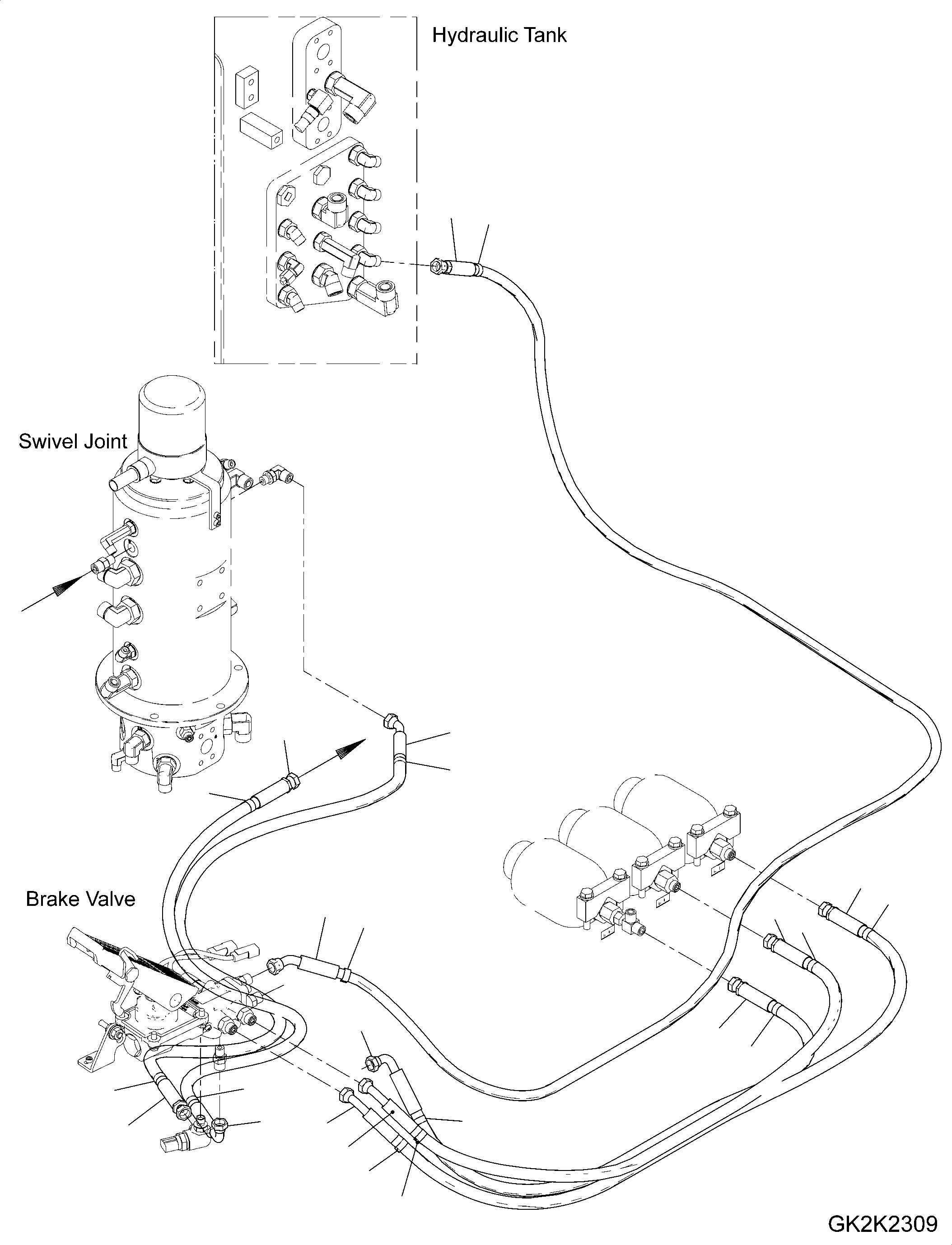 Excavators Komatsu / PW148-11 S/N H55051-UP(PW00006H) / Brake Piping, Upper, Except Italy, Piping (1/2)(H030003 : H1510-001003)