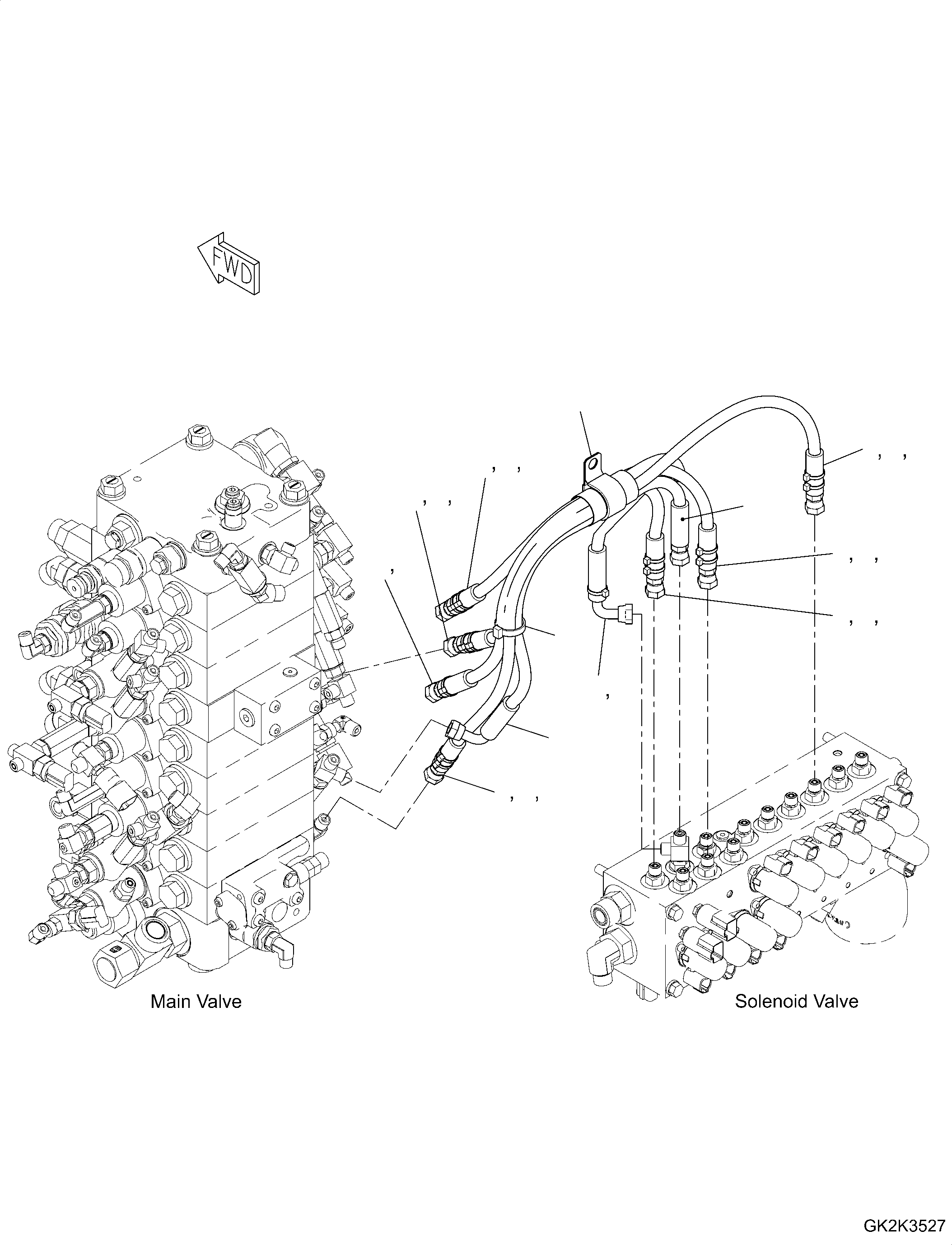 Excavators Komatsu / PW148-11 S/N H55051-UP(PW00006H) / Solenoid Valve, Prop Control, 1-Attachment, Piping (1/4)(H032002 : H1831-001002)