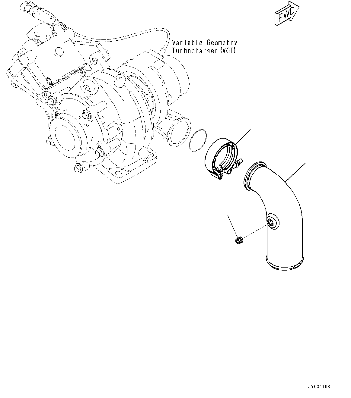 Engines Komatsu / SAA4D107E-3A S/N 22296044-UP (For PW160-11)(PW00007H) / Air Transfer Connection(A008001 : AIT00-001001)