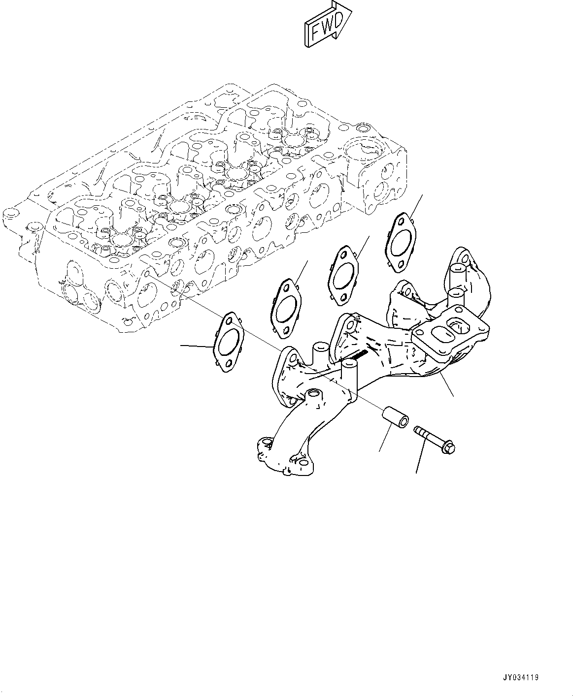 Engines Komatsu / SAA4D107E-3A S/N 22296044-UP (For PW160-11)(PW00007H) / Exhaust Manifold(A009001 : ATB30-001001)