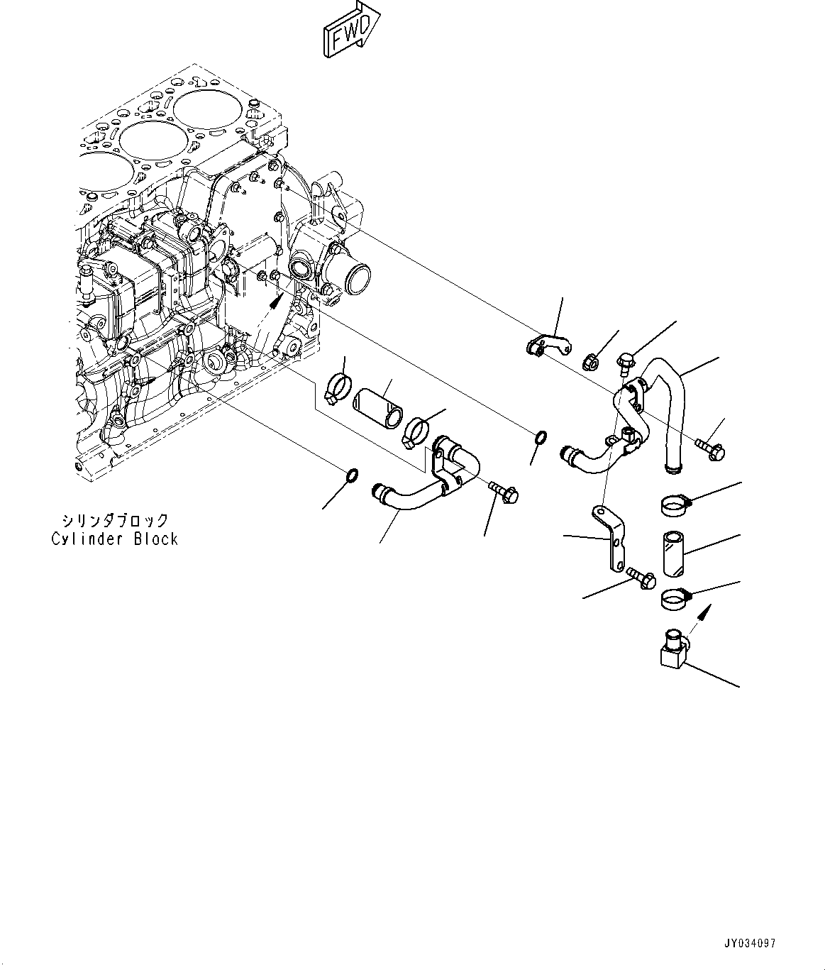 Engines Komatsu / SAA4D107E-3A S/N 22296044-UP (For PW160-11)(PW00007H) / Exhaust Gas Re-circulation (EGR) Cooler Water Piping(A019001 : AER10-001001)
