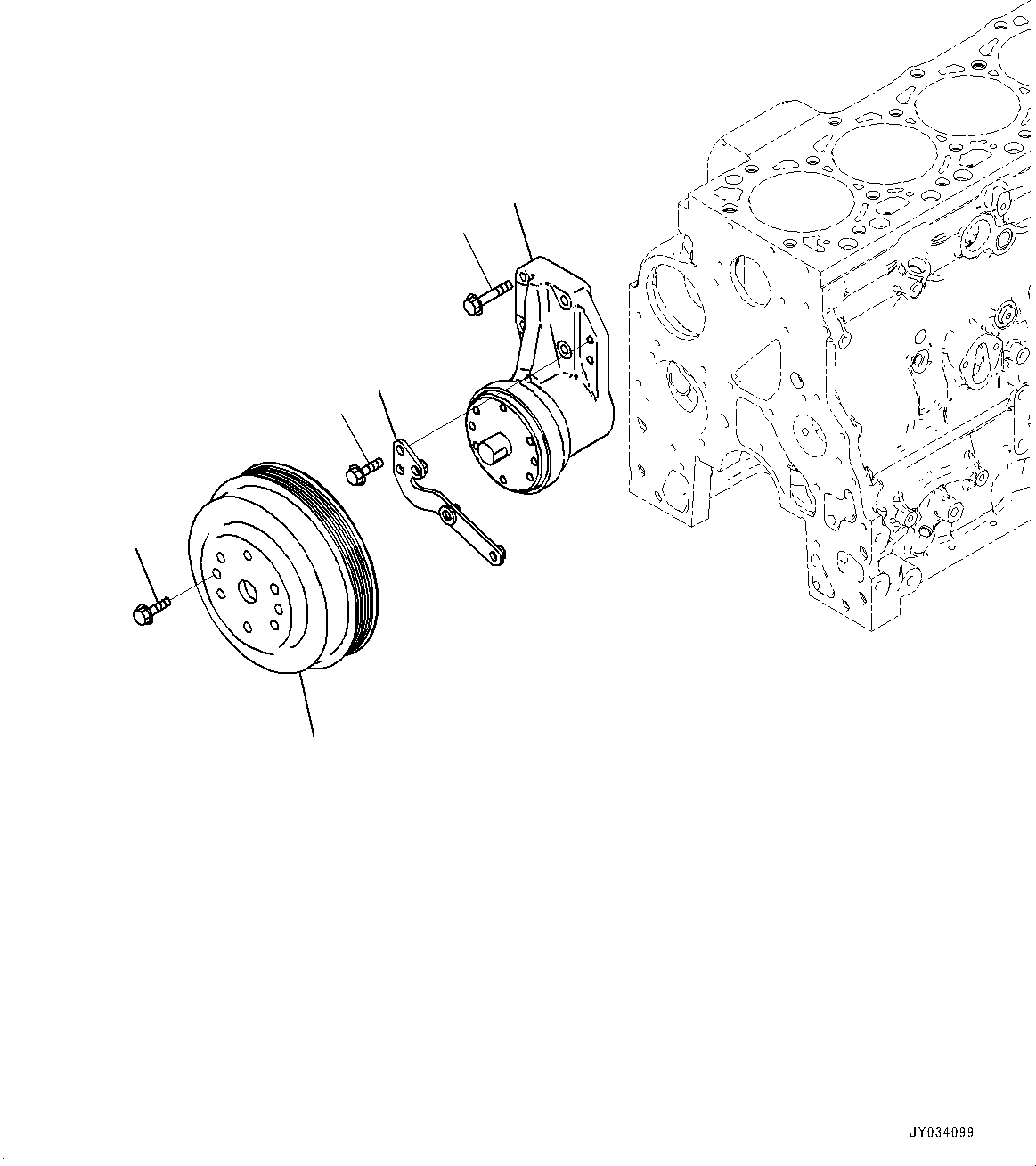 Engines Komatsu / SAA4D107E-3A S/N 22296044-UP (For PW160-11)(PW00007H) / Fan Drive(A022001 : AFA10-001001)