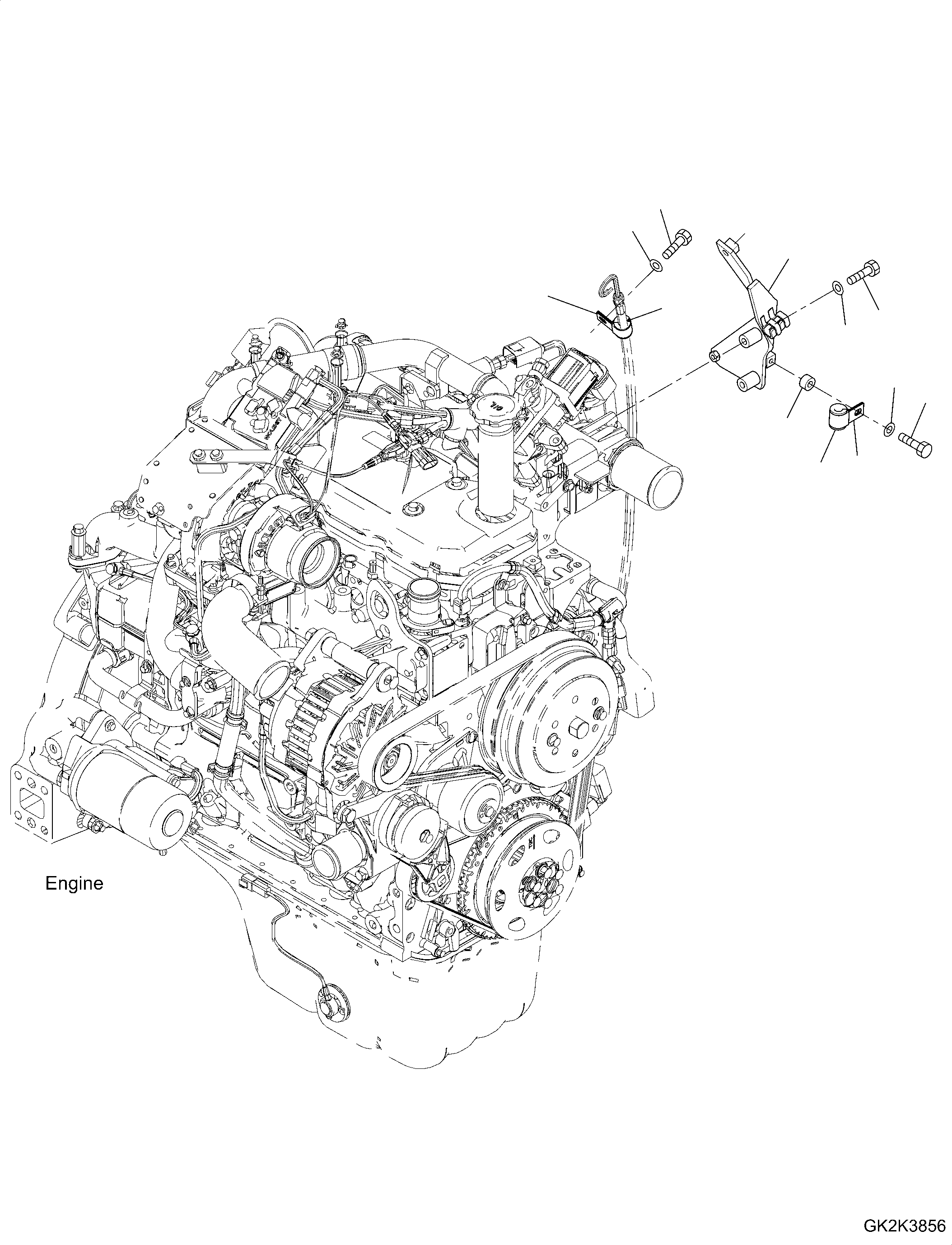 Engines Komatsu / SAA4D107E-3A S/N 22296044-UP (For PW160-11)(PW00007H) / Oil Level Gauge, Mounting(B019001 : ALG00-002001)