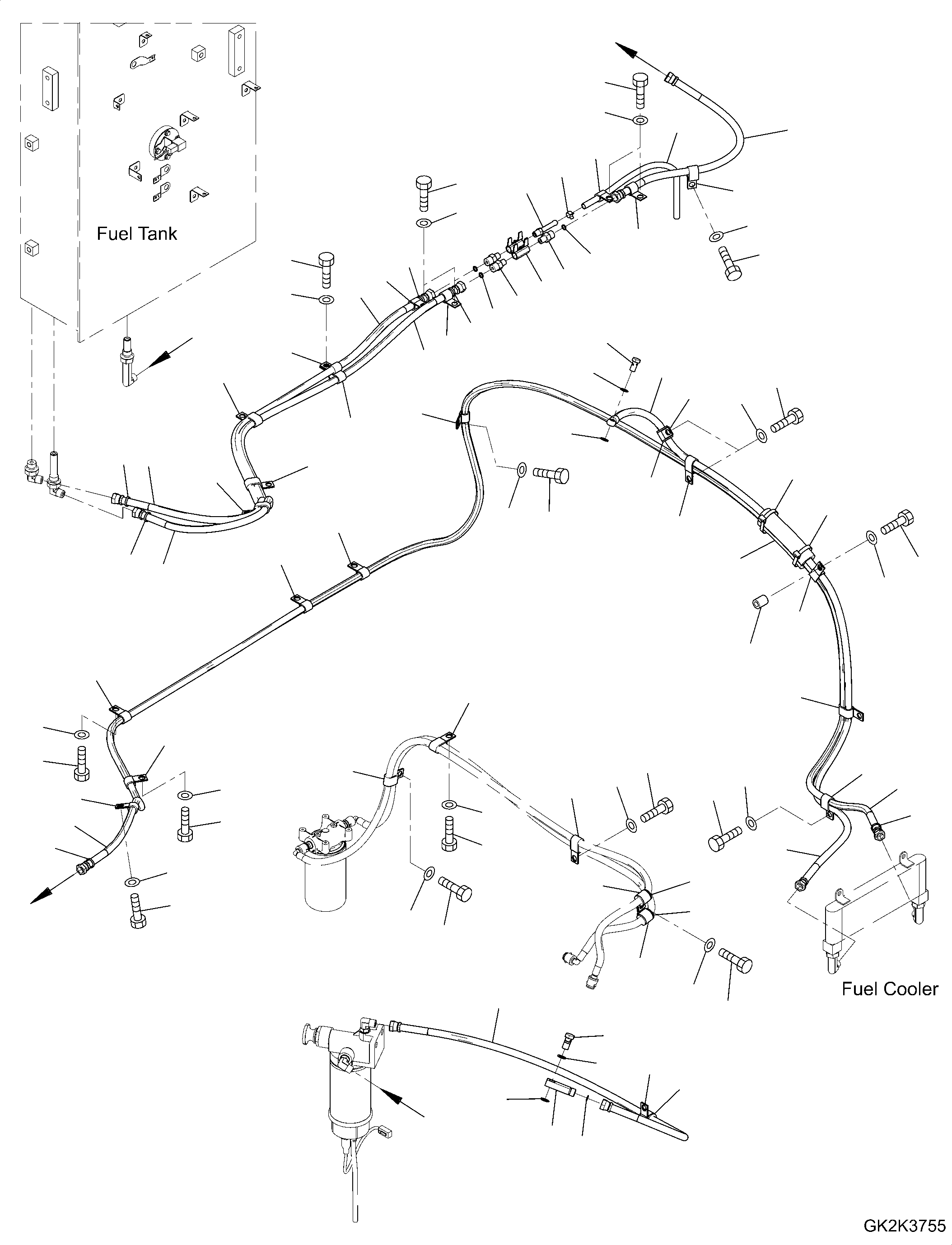 Excavators Komatsu / PW160-11 S/N H65051-UP(PW00008H) / Fuel Piping, Piping(D002003 : D0200-001003)