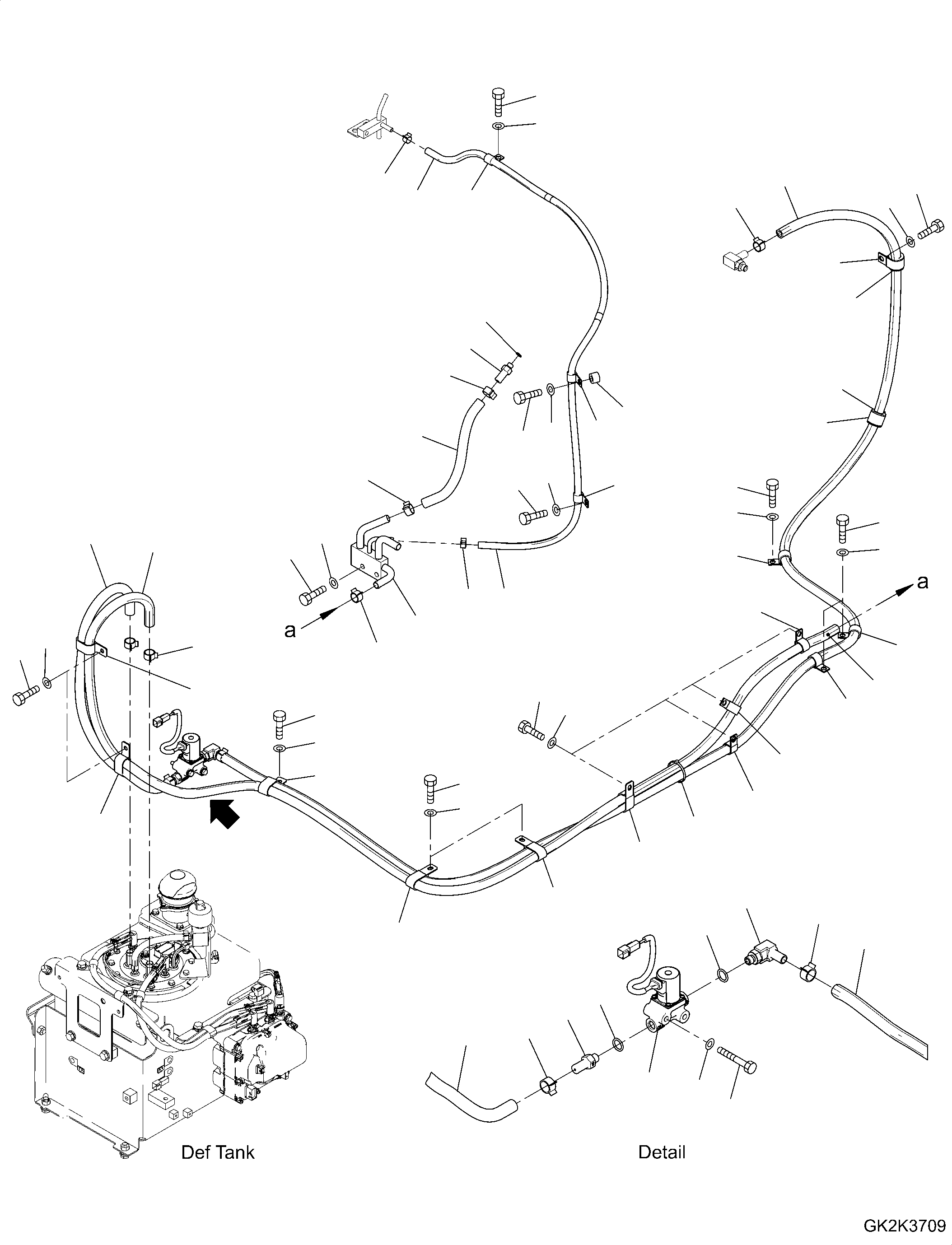 Excavators Komatsu / PW160-11 S/N H65051-UP(PW00008H) / DEF Piping, DEF Tank Coolant Piping(D006002 : D0510-001002)