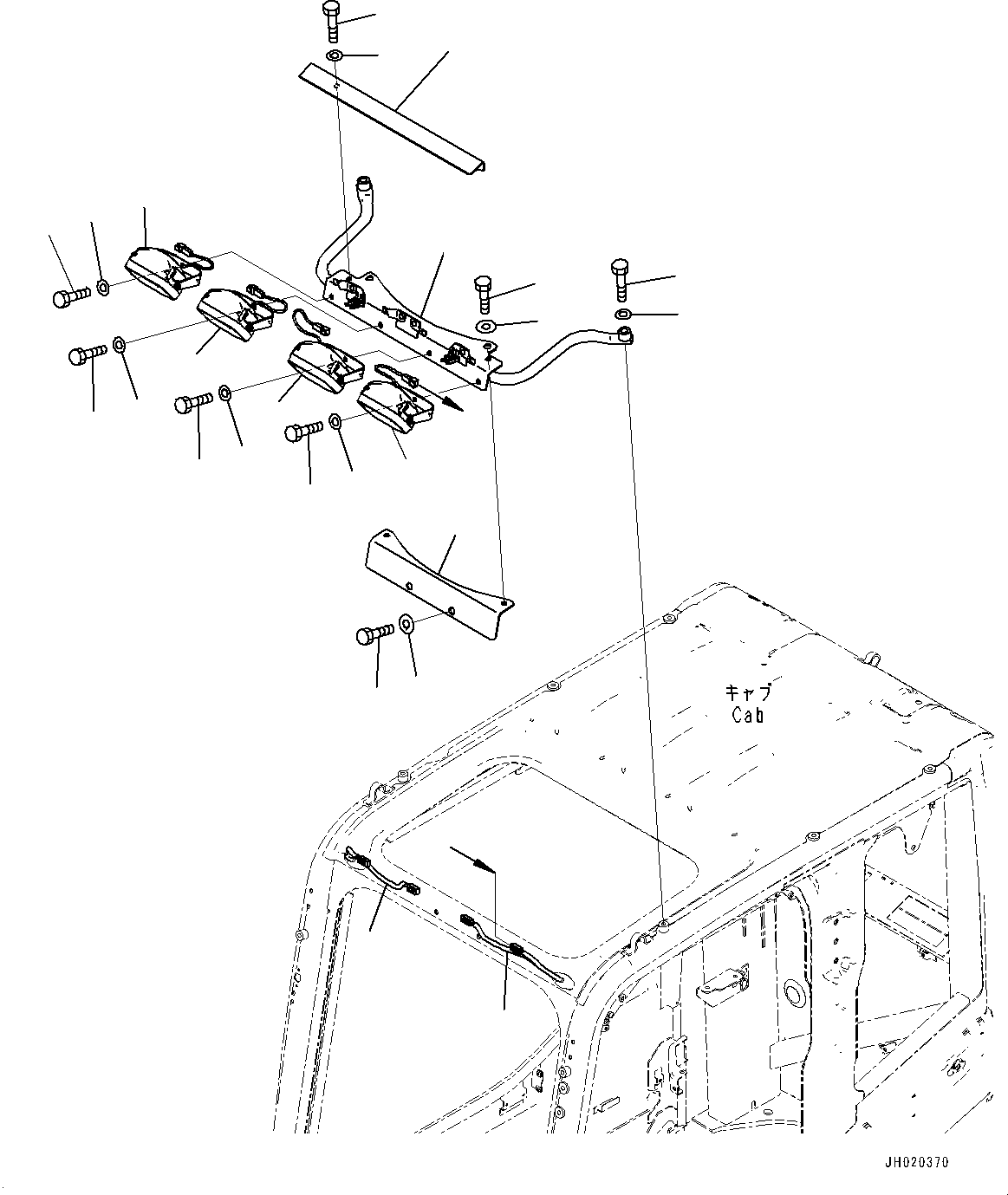 Excavators Komatsu / PW160-11 S/N H65051-UP(PW00008H) / Additional Front Working Lamp, Cab Top, LED(E009001 : E0310-003001)