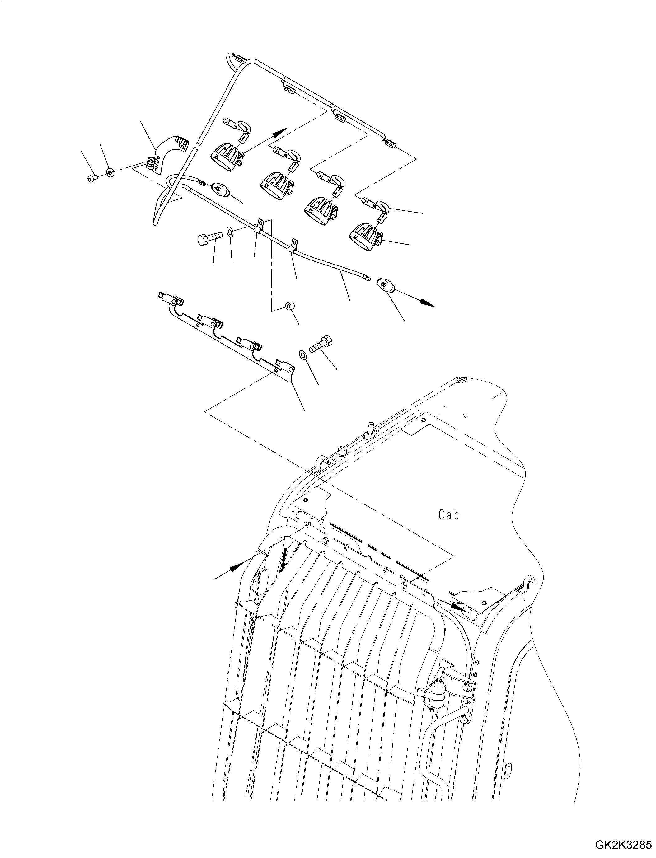 Excavators Komatsu / PW160-11 S/N H65051-UP(PW00008H) / Additional Front Working Lamp, Cab, with Front Guard, LED(E010001 : E0310-004001)