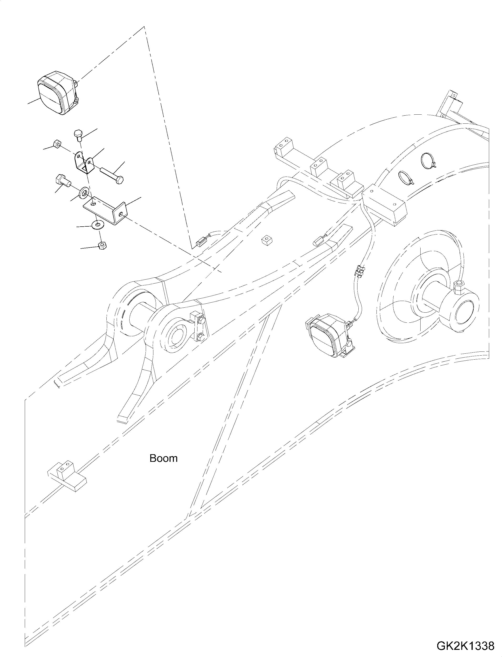 Excavators Komatsu / PW160-11 S/N H65051-UP(PW00008H) / Additional Working Lamp for Boom, R.H.(E013001 : E0313-001001)