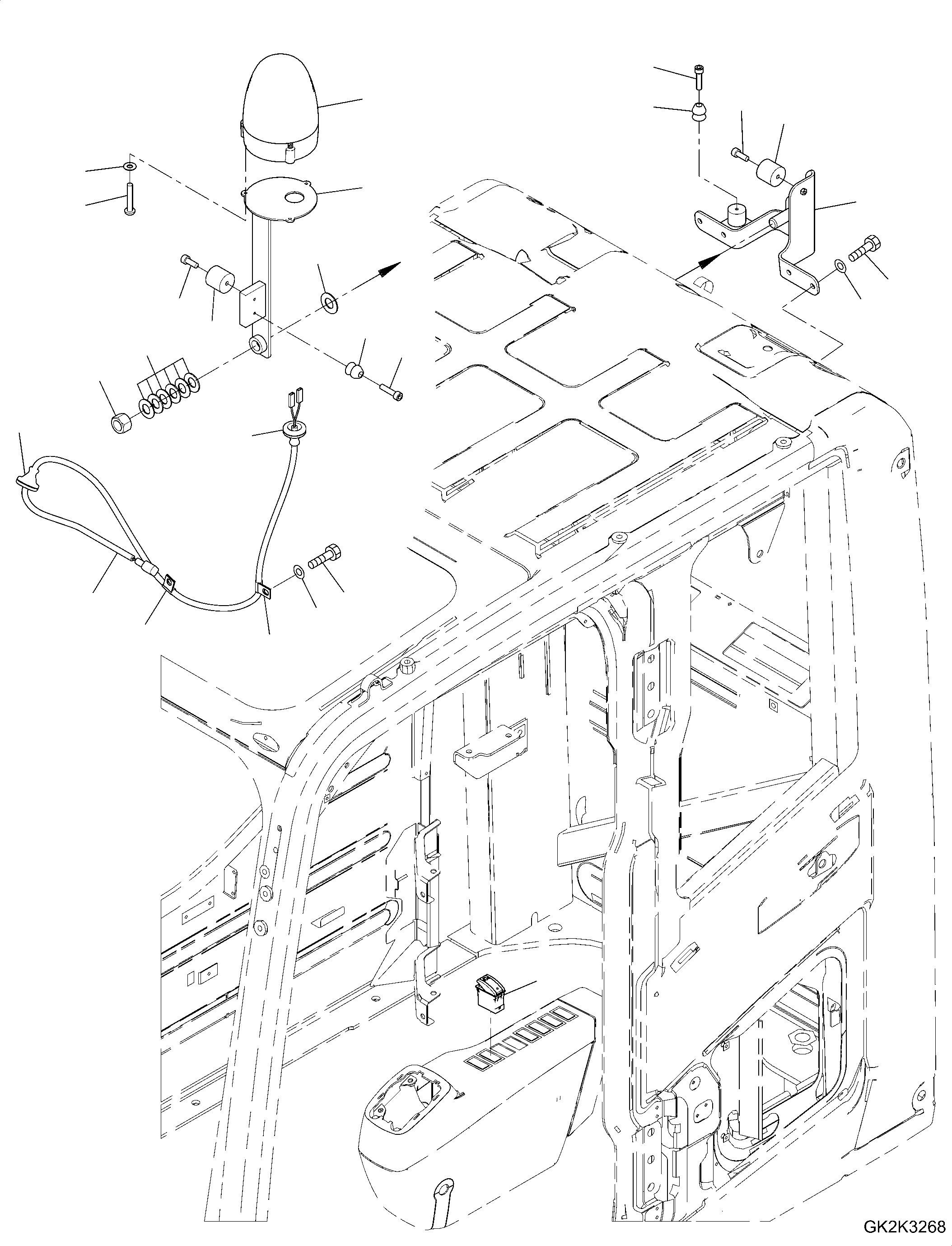 Excavators Komatsu / PW160-11 S/N H65051-UP(PW00008H) / Beacon Lamp, Cab(E020001 : E0340-001001)