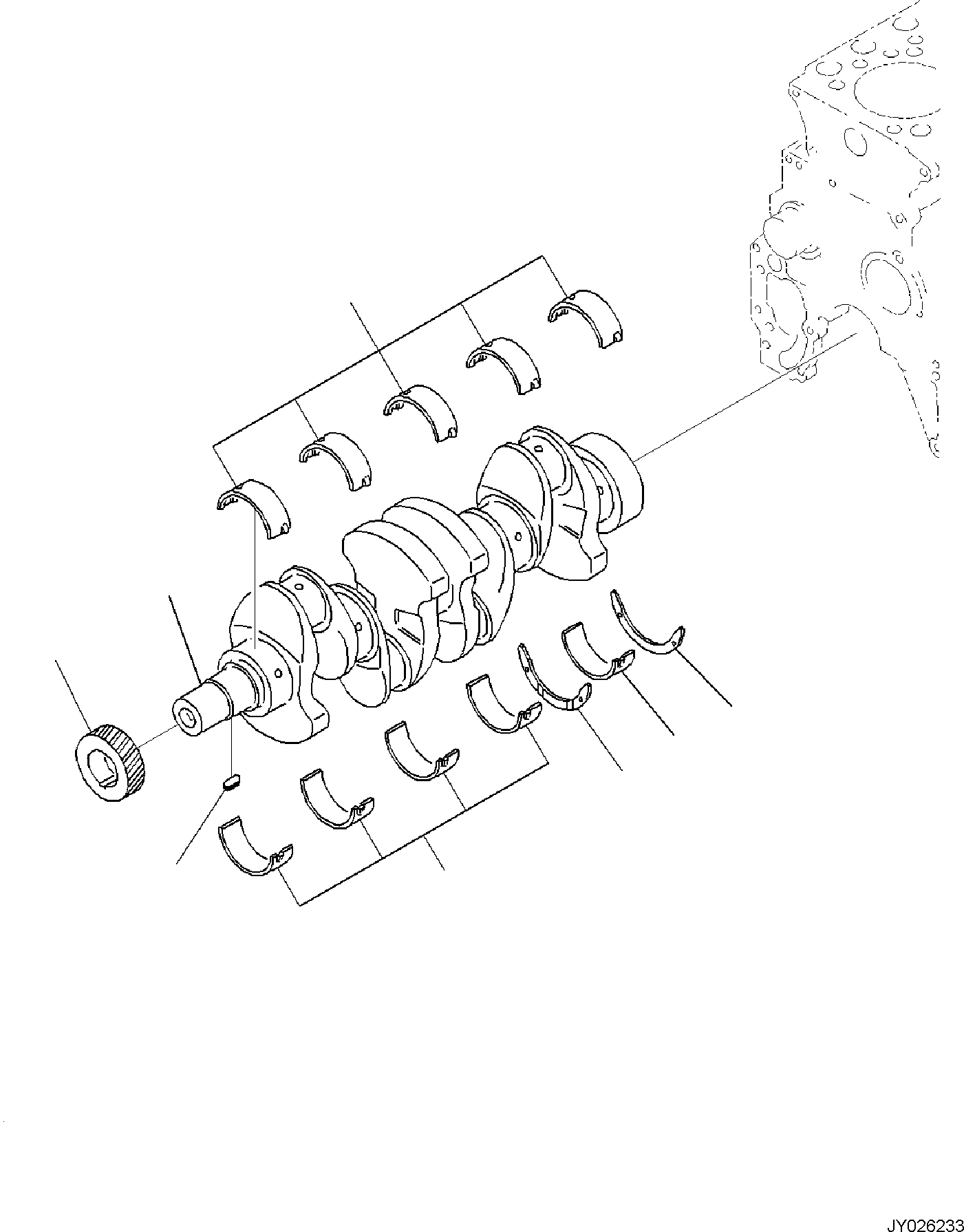 Komatsu parts book diagram for SAA4D95LE-7A S/N 801699-UP FOR PW118MR-11: ENGINE CYLINDER BLOCK AND ITS RELATED PARTS, CYLINDER BLOCK, CRANKSHAFT