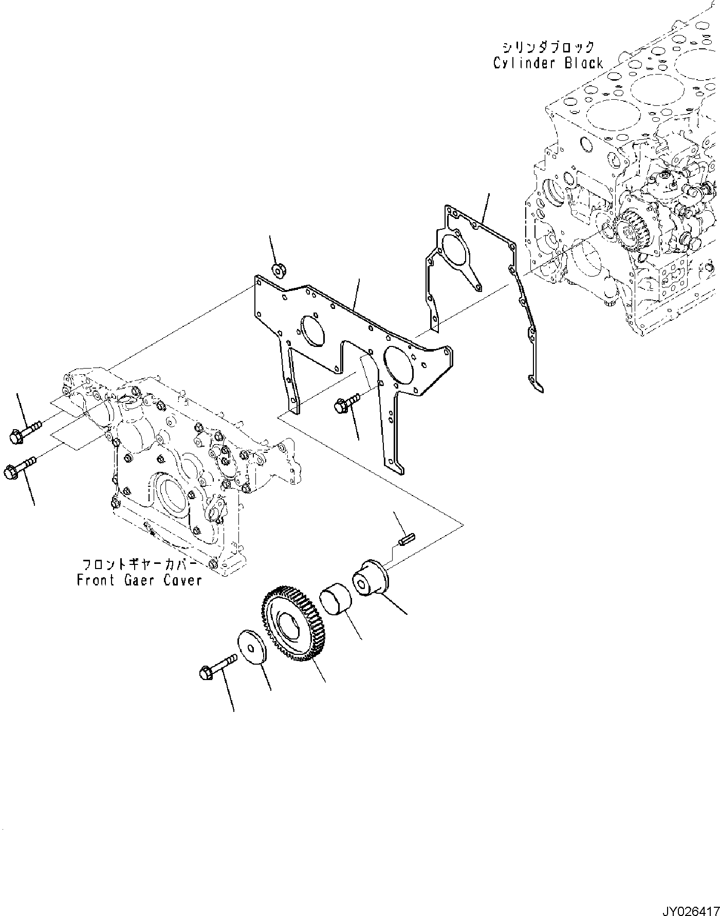 Komatsu parts book diagram for SAA4D95LE-7A S/N 801699-UP FOR PW118MR-11: ENGINE CYLINDER BLOCK AND ITS RELATED PARTS, FRONT GEAR, FOR 85AMP. ALTERNATOR