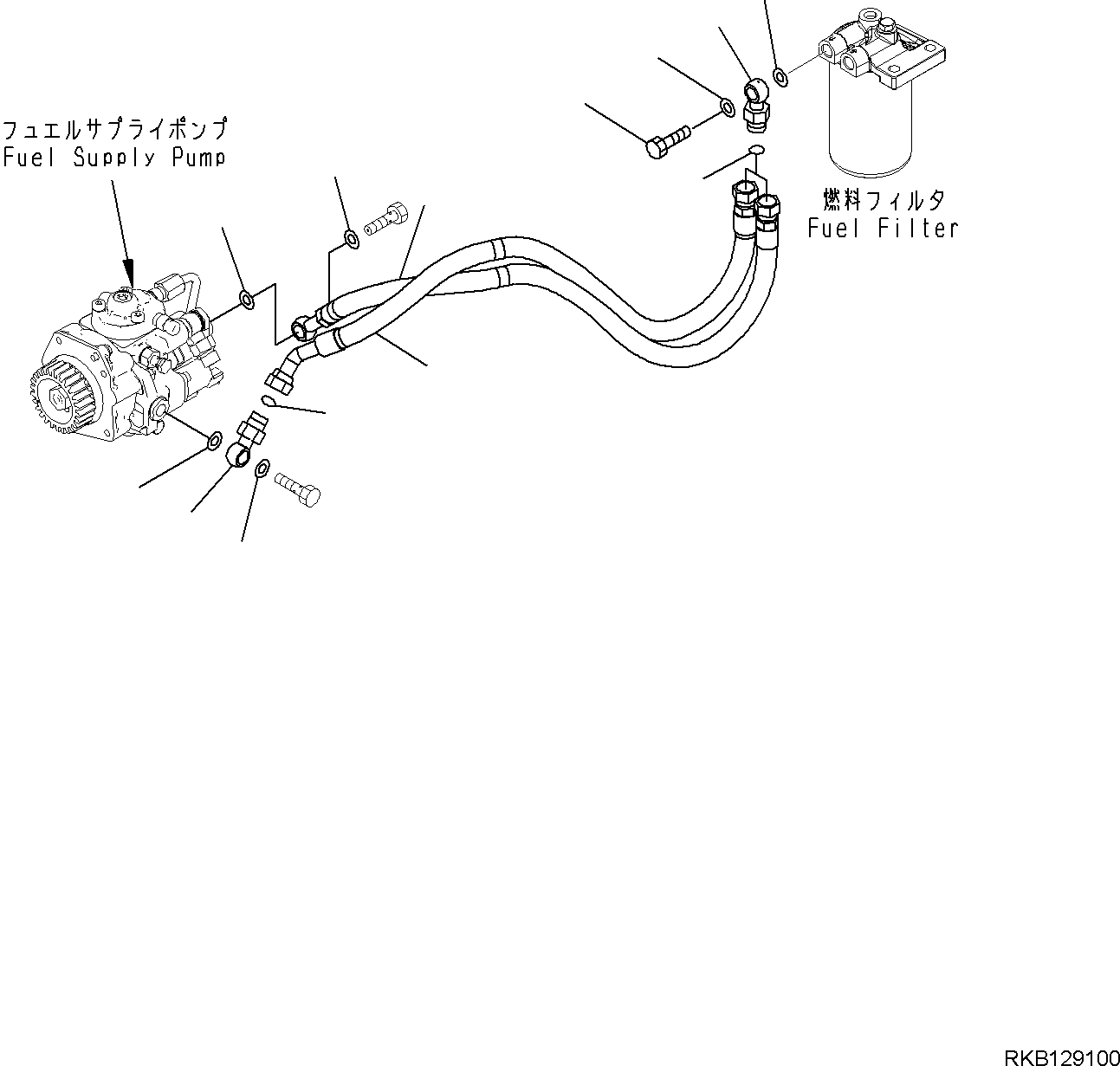 Komatsu parts book diagram for SAA4D95LE-7A S/N 801699-UP FOR PW118MR-11: ENGINE FUEL SYSTEM, FUEL FILTER PIPING