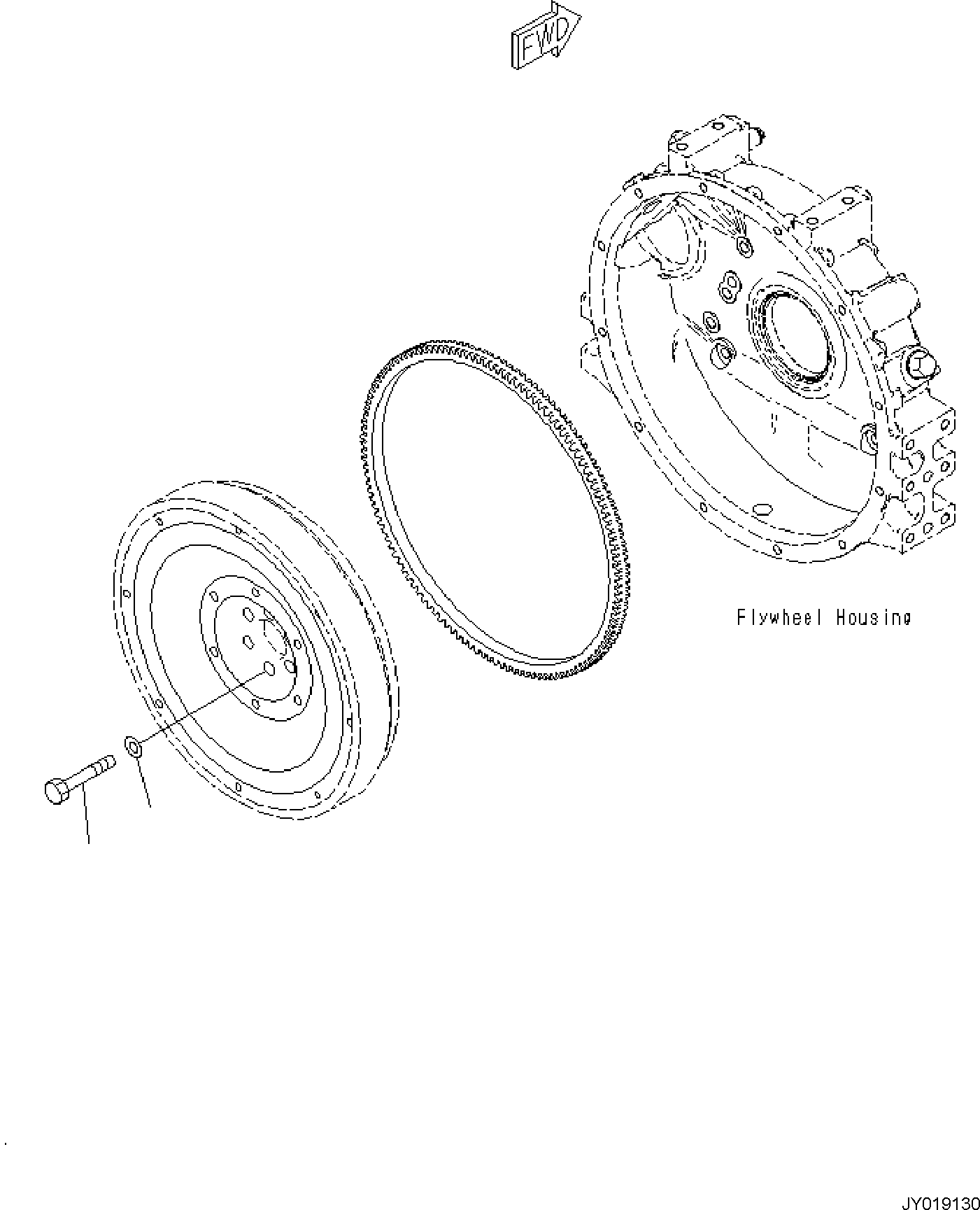 Komatsu parts book diagram for SAA4D95LE-7A S/N 801699-UP FOR PW118MR-11: ENGINE CYLINDER BLOCK AND ITS RELATED PARTS, FLYWHEEL MOUNTING