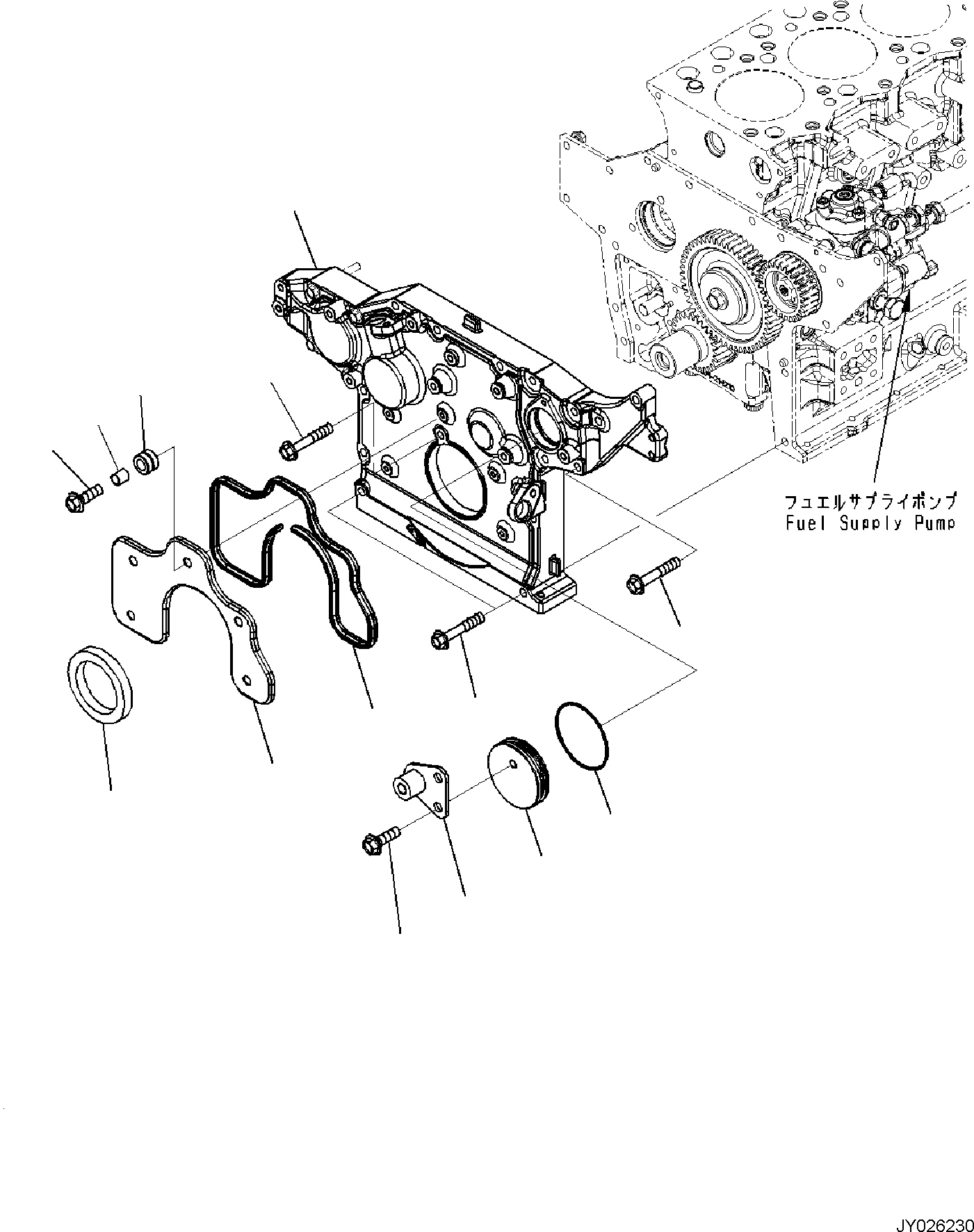 Komatsu parts book diagram for SAA4D95LE-7A S/N 801699-UP FOR PW118MR-11: ENGINE CYLINDER BLOCK AND ITS RELATED PARTS, FRONT GEAR COVER