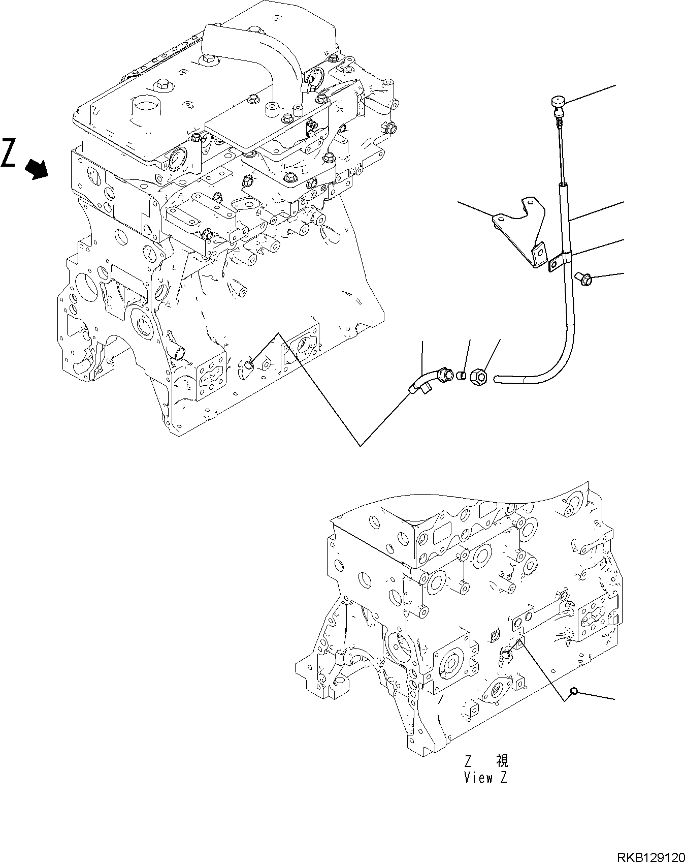 Komatsu parts book diagram for SAA4D95LE-7A S/N 801699-UP FOR PW118MR-11: ENGINE CYLINDER BLOCK AND ITS RELATED PARTS, ENGINE OIL LEVEL GAUGE